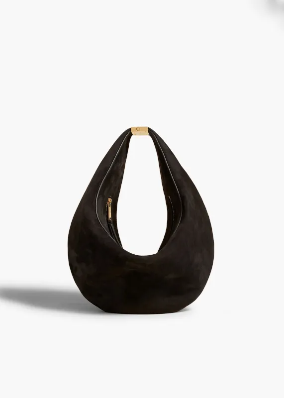 Small Olivia Hobo with Hardware in Black Suede sold by KHAITE