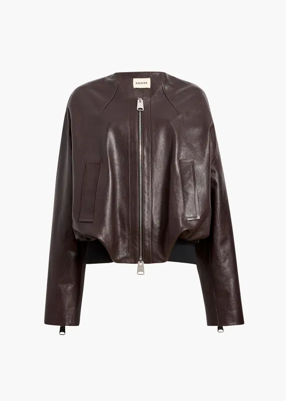 Hewit Jacket in Dark Brown Leather sold by KHAITE