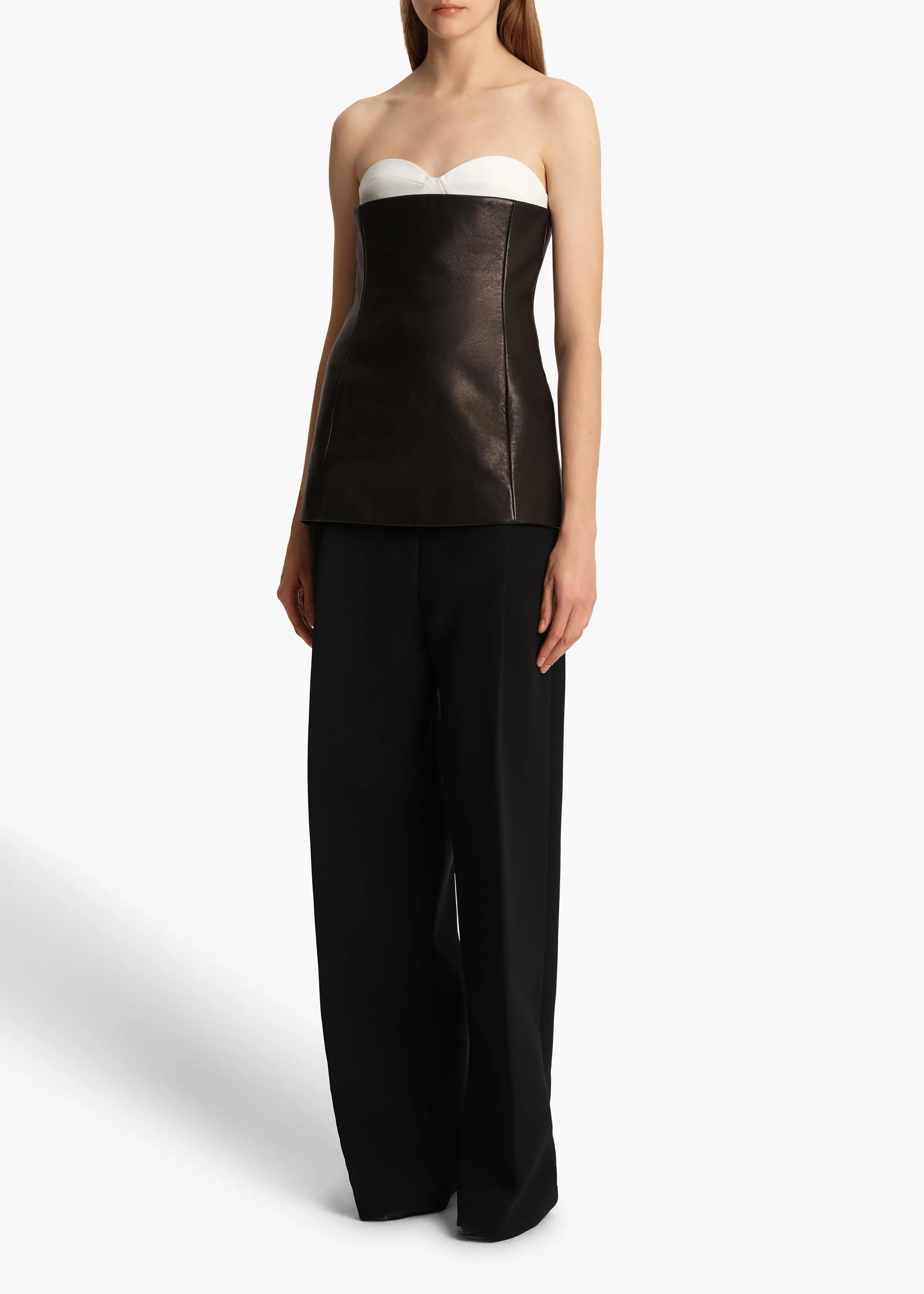 Ayla Top in Black Leather sold by KHAITE product image thumbnail 2