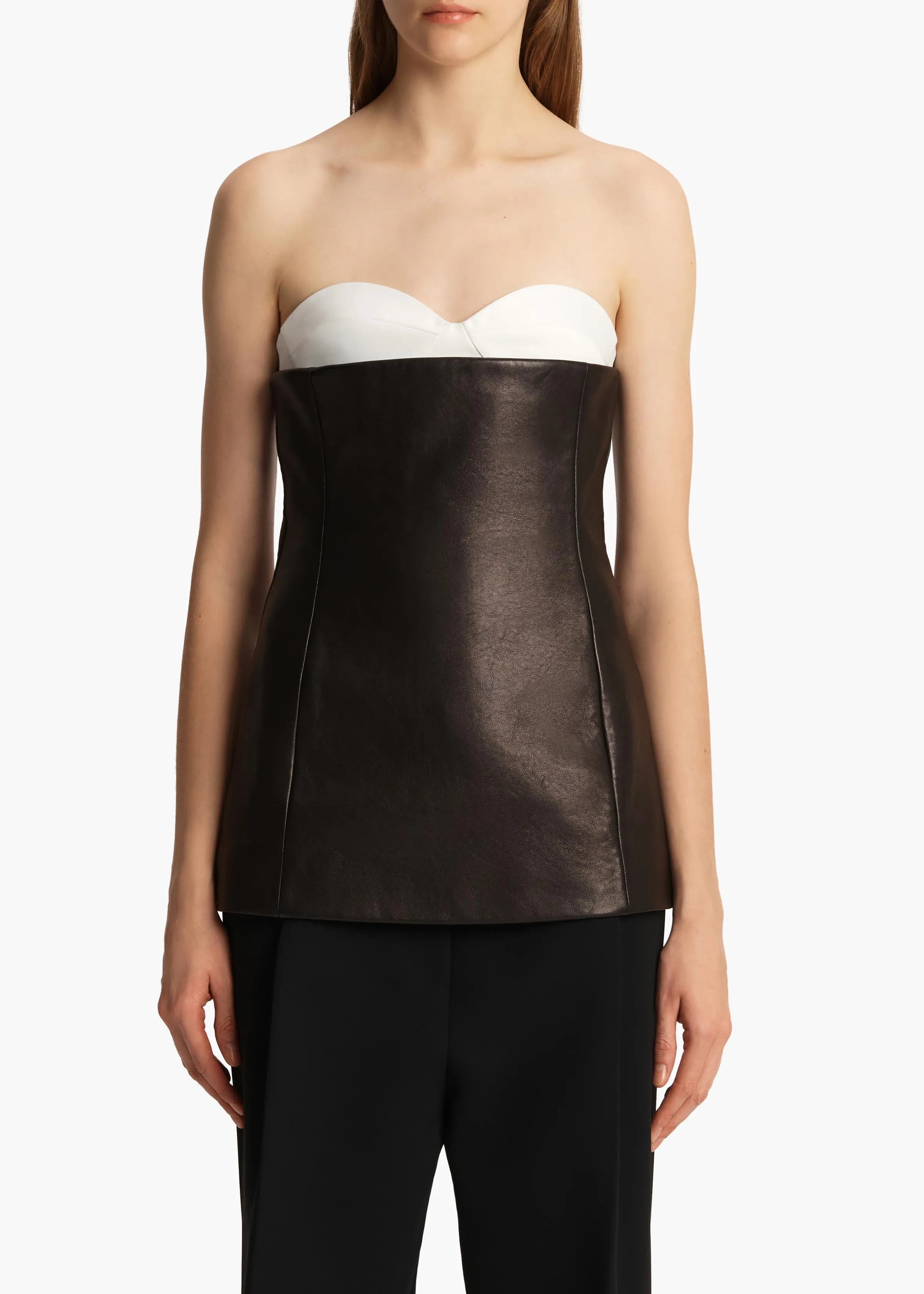 Ayla Top in Black Leather sold by KHAITE product image thumbnail 3
