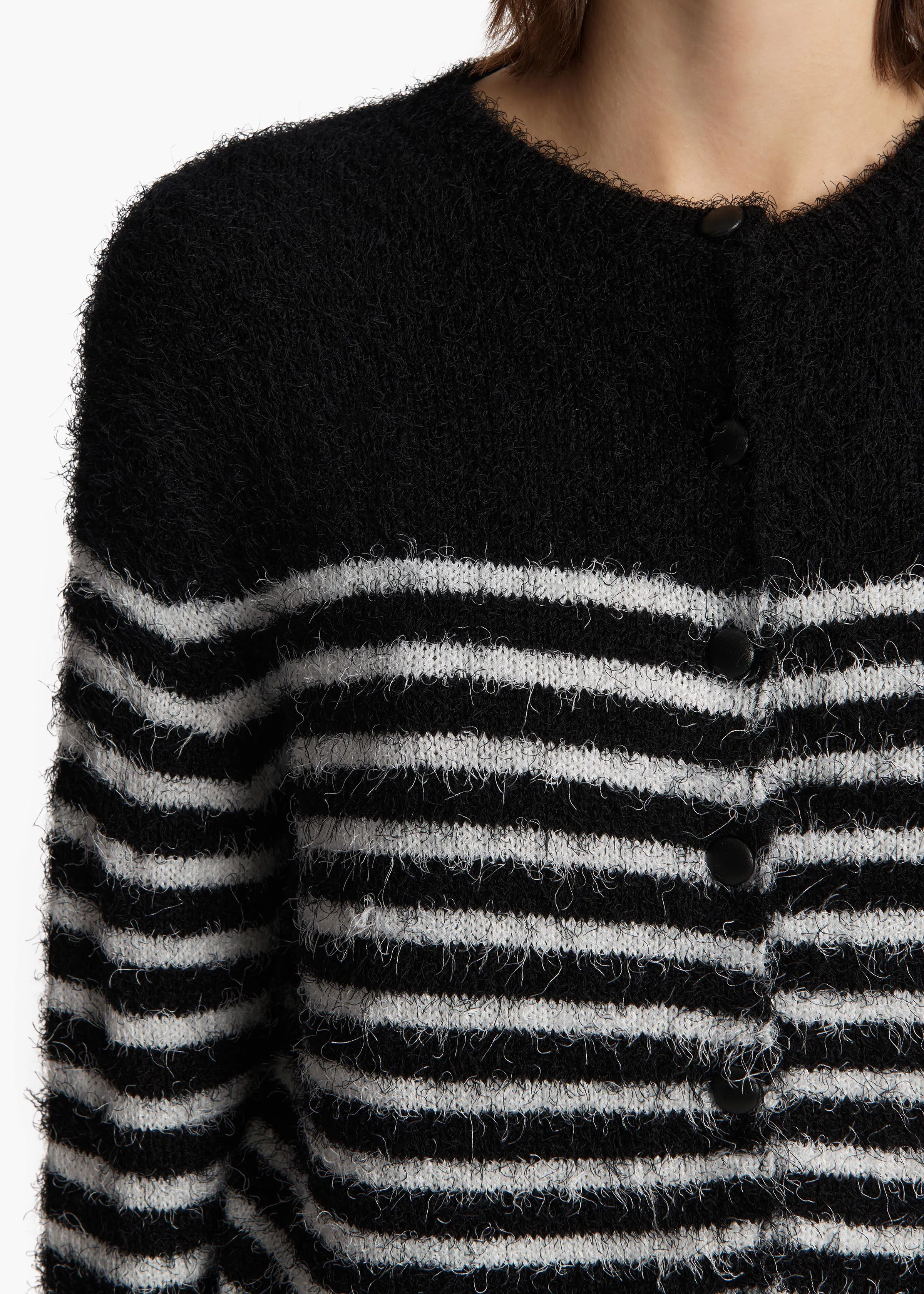 Jules Cardigan in Black with Glaze Stripe sold by KHAITE product image thumbnail 5