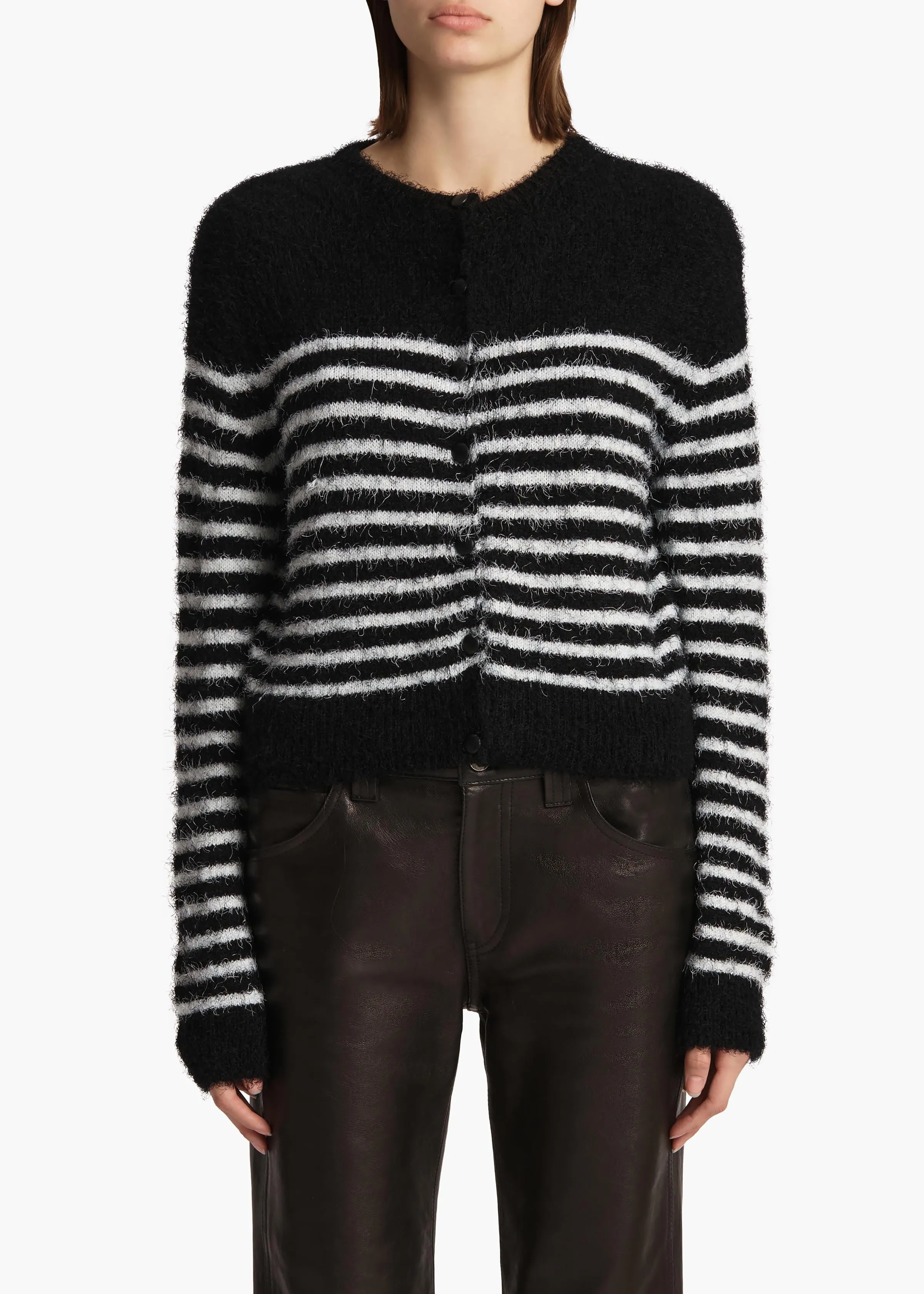 Jules Cardigan in Black with Glaze Stripe sold by KHAITE product image thumbnail 3