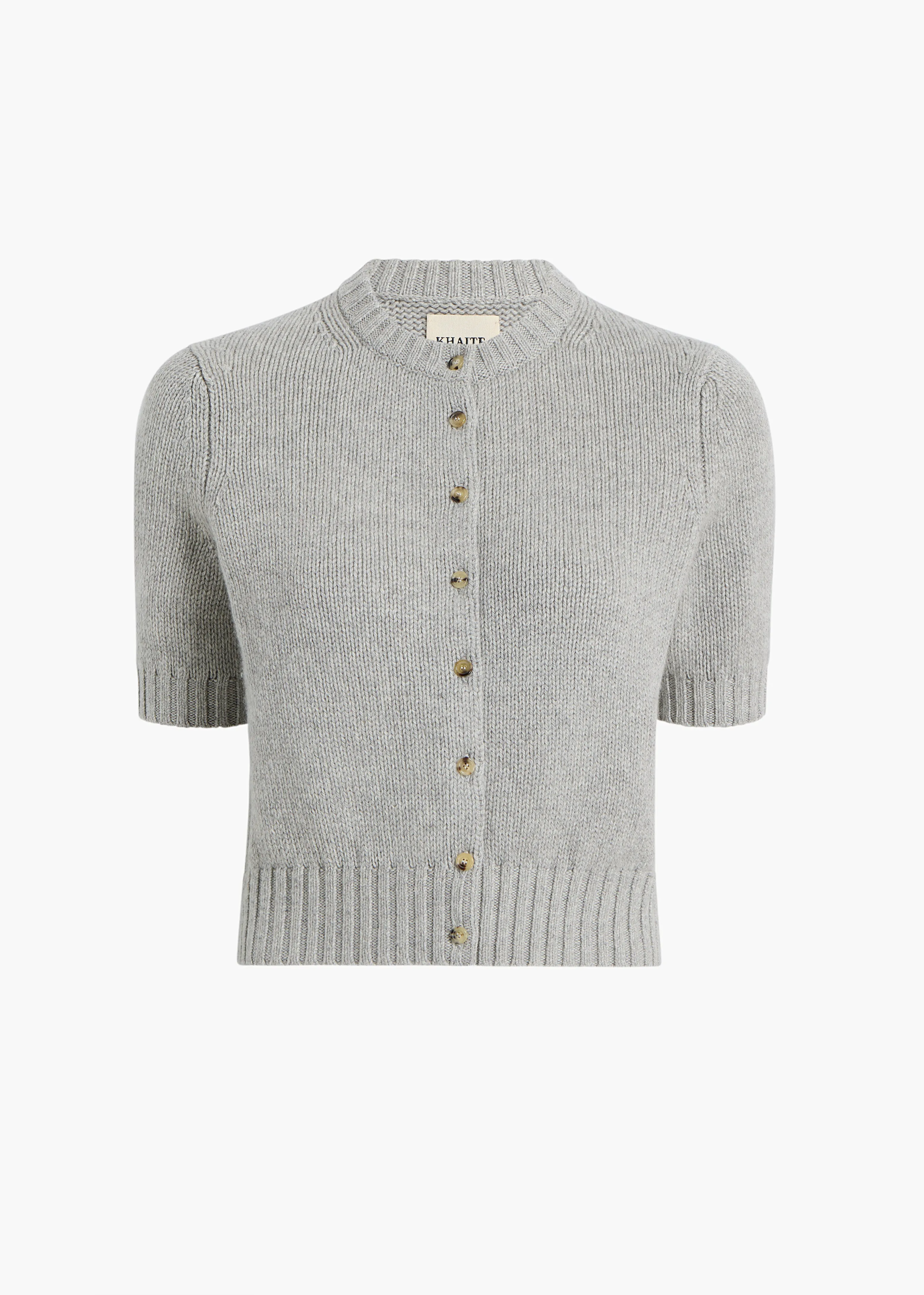 Nora Cardigan in Heather Grey sold by KHAITE