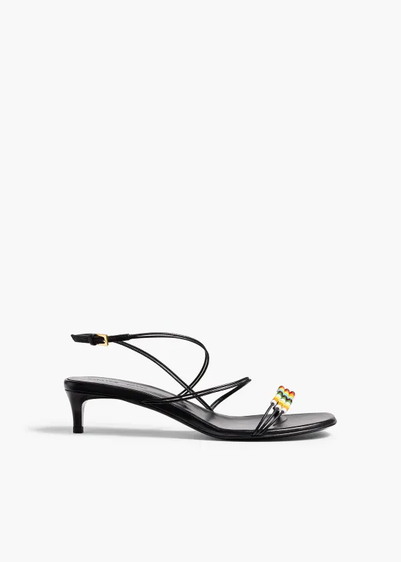 Loop Kitten Heel Sandal with Beads in Black Leather sold by KHAITE