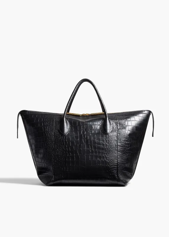 Kasia Tote in Black Croc-Embossed Leather sold by KHAITE