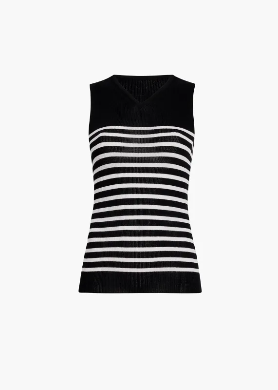 Renato Top in Black and Pearl Stripe sold by KHAITE