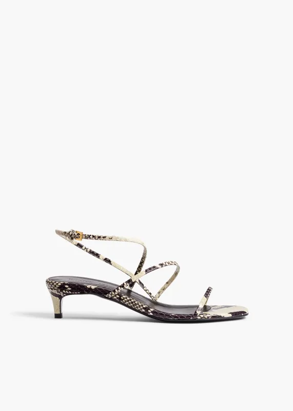 Loop Kitten Heel Sandal in Natural Python-Embossed Leather sold by KHAITE