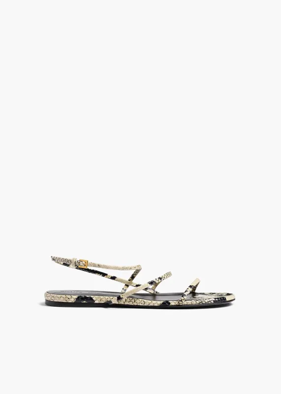 Loop Flat Sandal in Natural Python-Embossed Leather sold by KHAITE