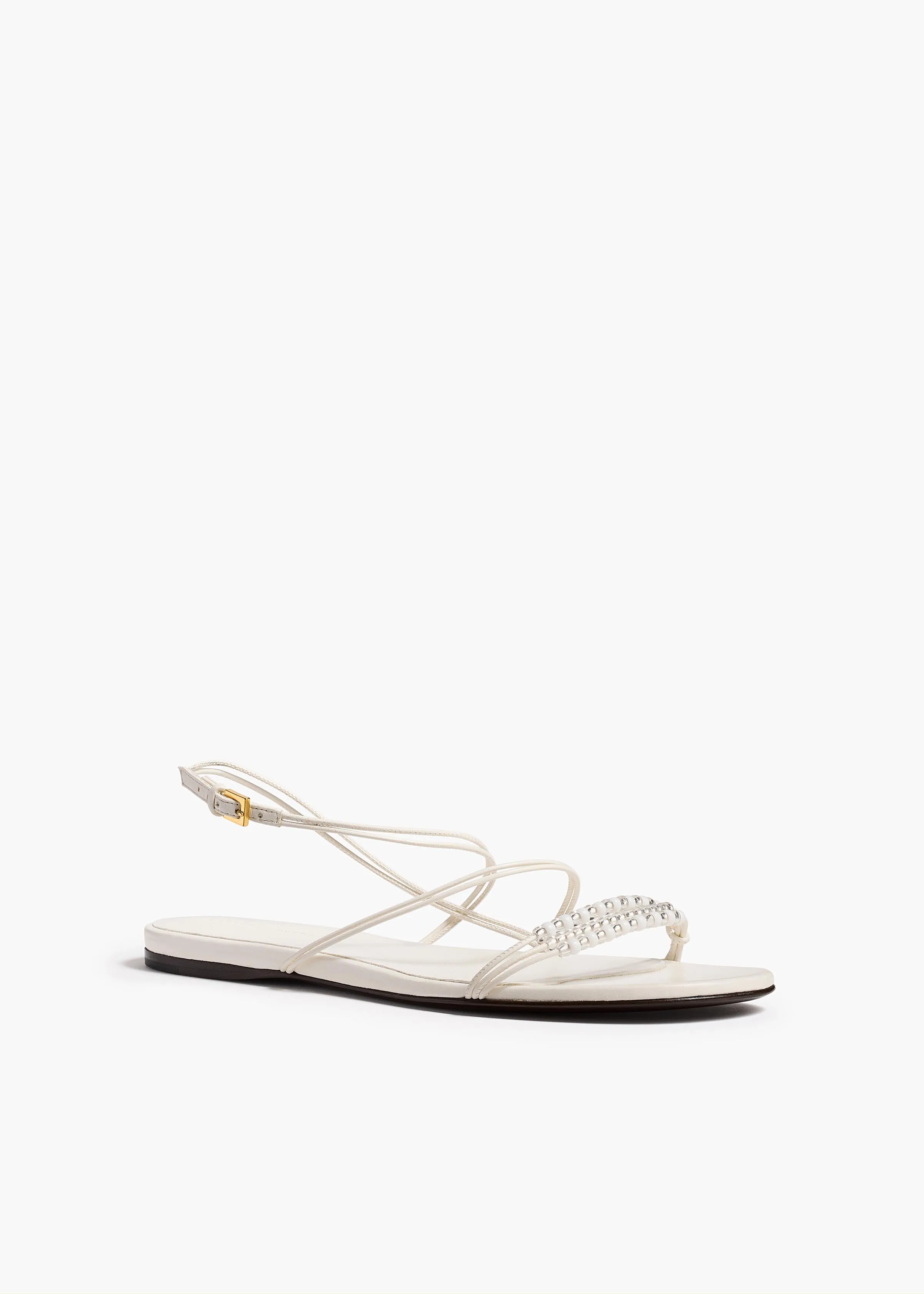 Loop Flat Sandal with Beads in Optic White Leather sold by KHAITE product image thumbnail 2