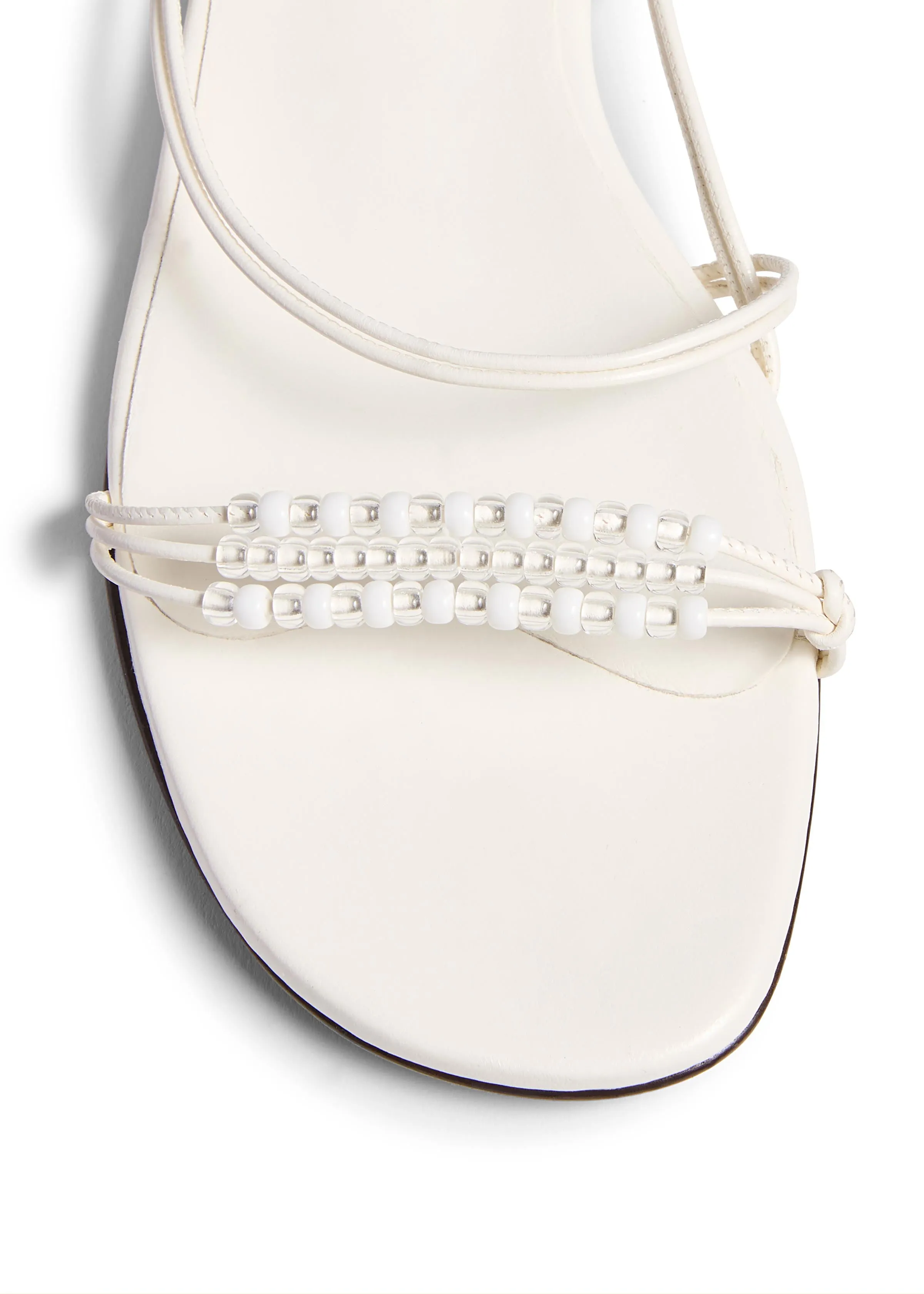 Loop Flat Sandal with Beads in Optic White Leather sold by KHAITE product image thumbnail 3