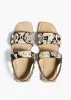 Boden Sandal in Natural Python-Embossed Leather with Silver Studs sold by KHAITE