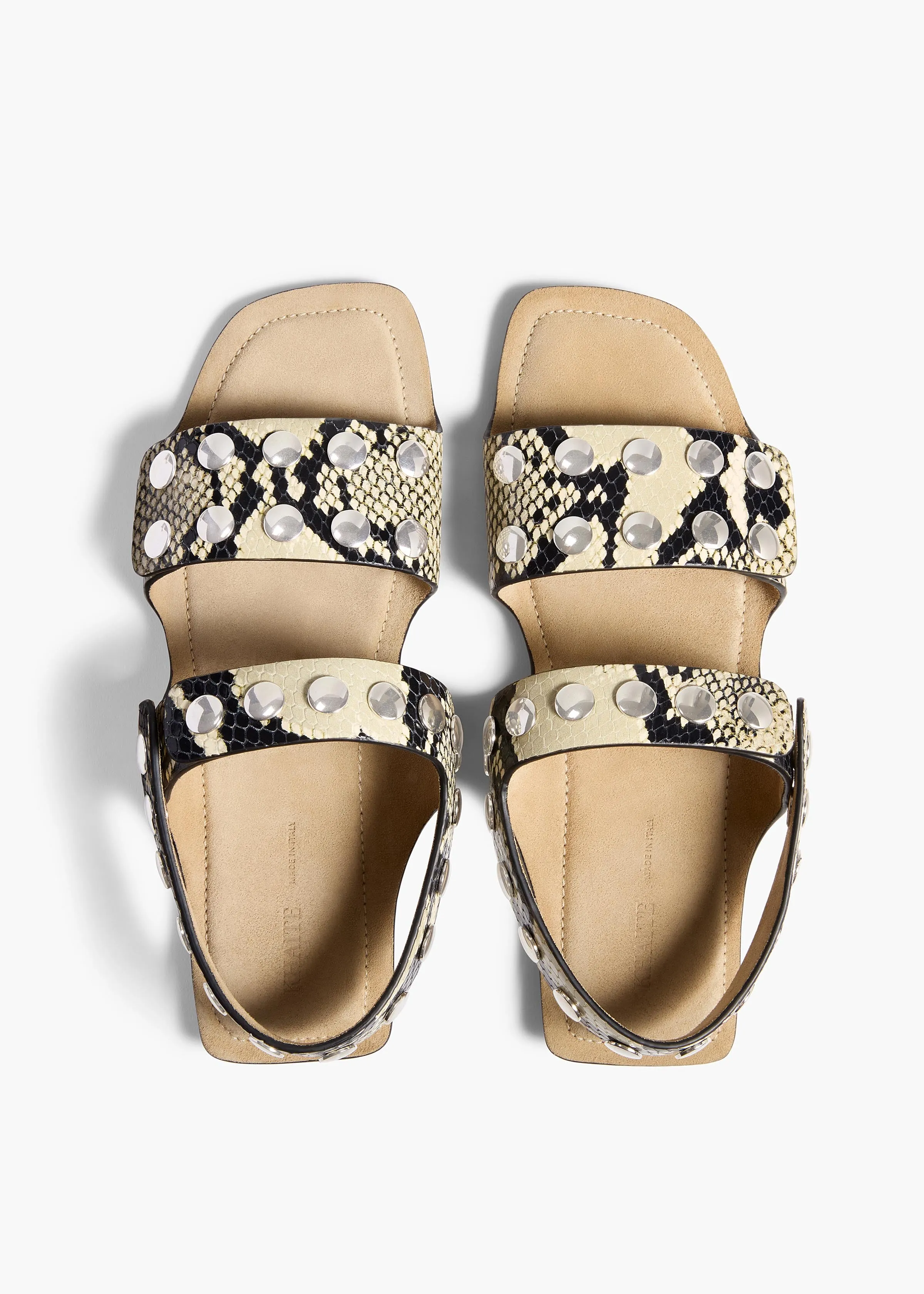 Boden Sandal in Natural Python-Embossed Leather with Silver Studs sold by KHAITE product image thumbnail 3