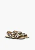 Boden Sandal in Natural Python-Embossed Leather with Silver Studs sold by KHAITE