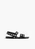 Boden Sandal in Black Leather with Silver Studs sold by KHAITE