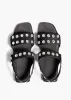Boden Sandal in Black Leather with Silver Studs sold by KHAITE