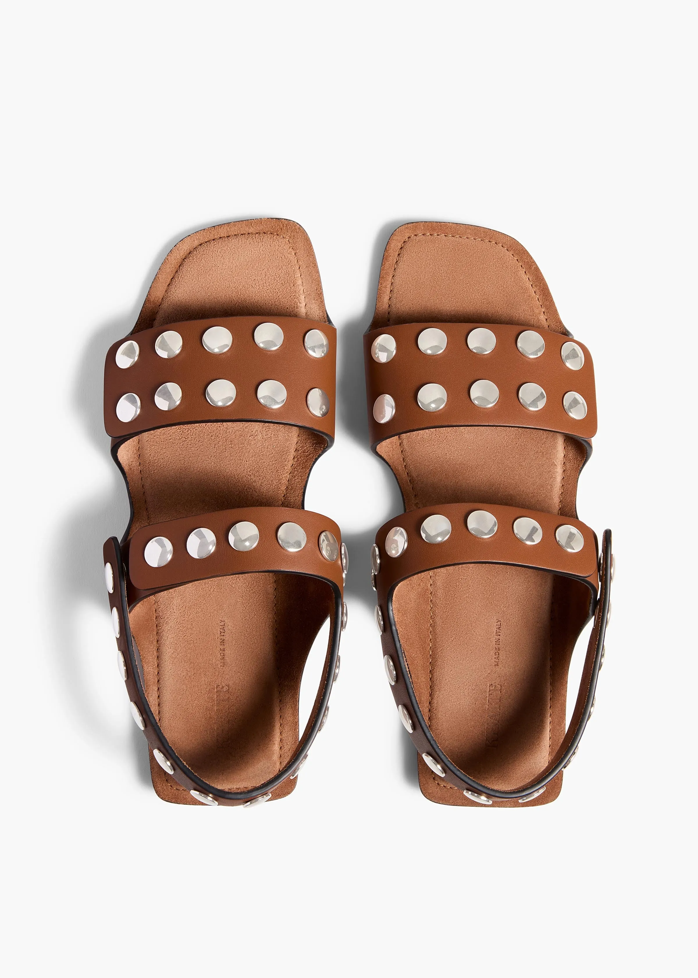 Boden Sandal in Dark Tan Leather with Silver Studs sold by KHAITE product image thumbnail 3