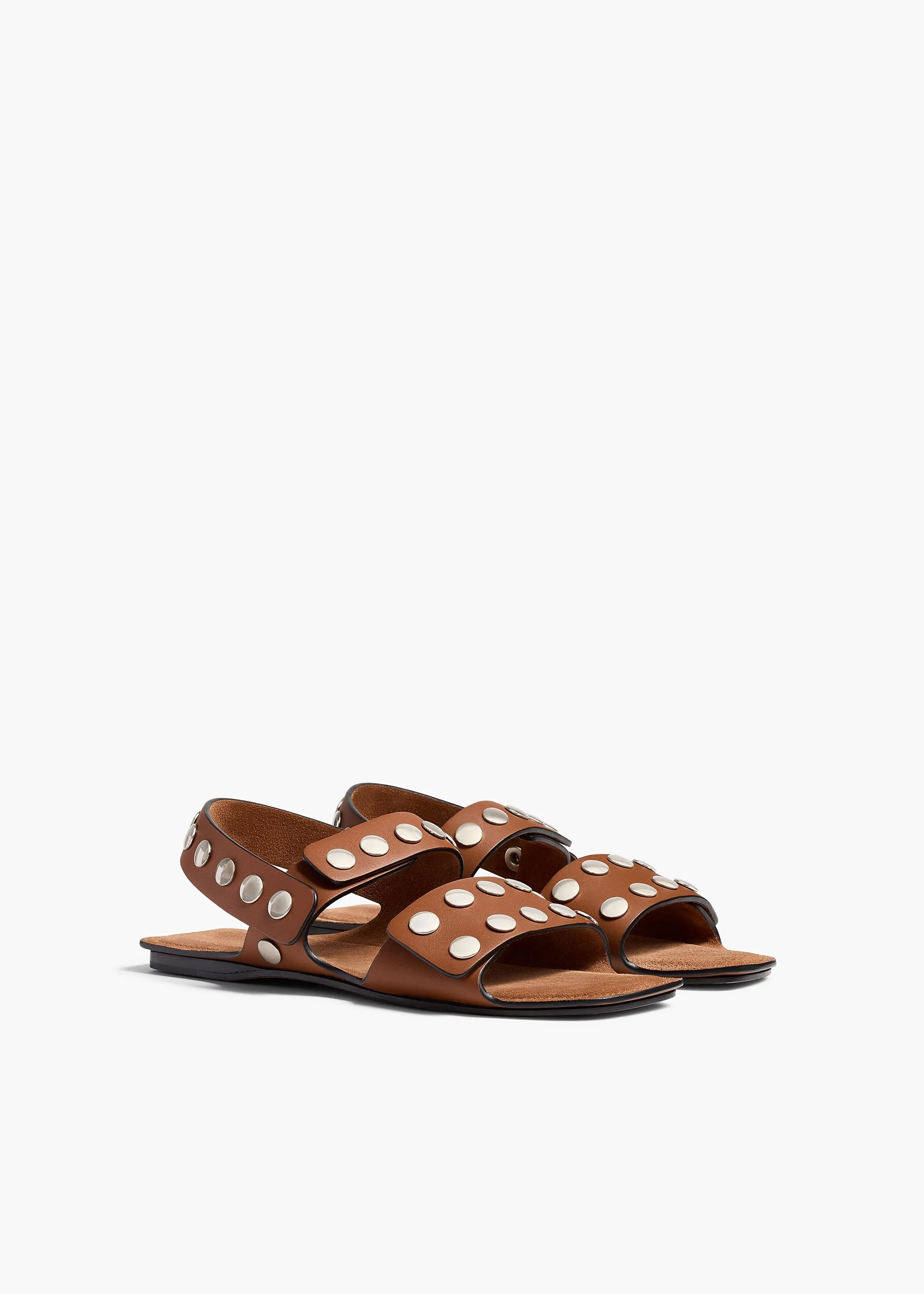 Boden Sandal in Dark Tan Leather with Silver Studs sold by KHAITE product image thumbnail 2