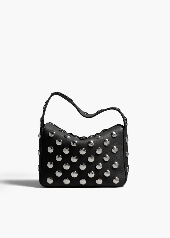 Small Elena Bag in Black Pebbled Leather with Studs sold by KHAITE