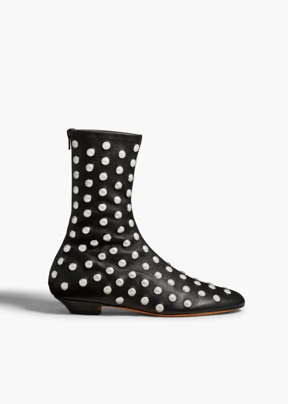 Apollo Ankle Boot in Black Leather with Studs sold by KHAITE