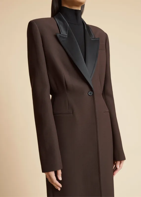 Bellow Coat in Dark Brown sold by KHAITE
