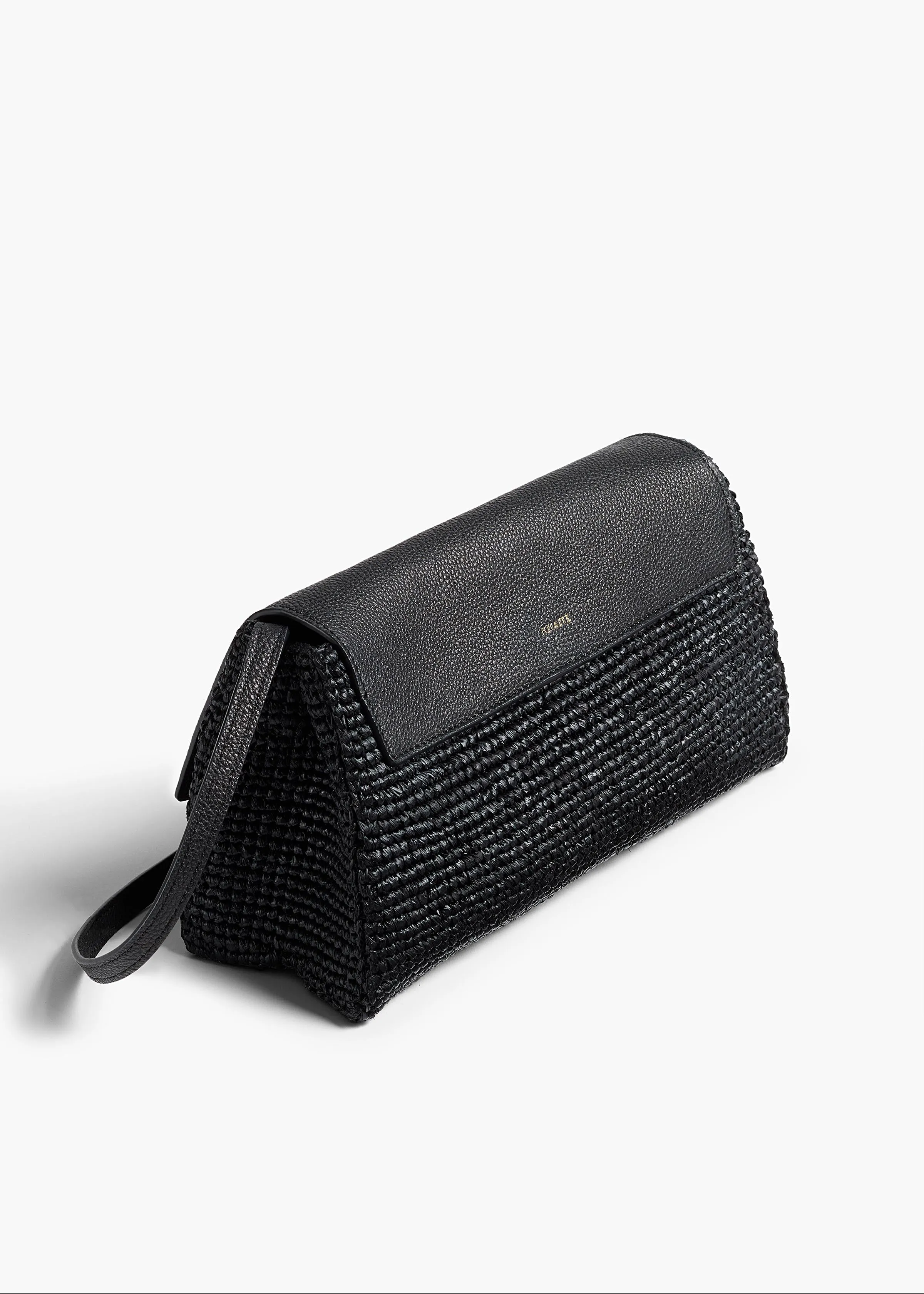 Audrey Crossbody Bag in Black Raffia and Black Leather sold by KHAITE product image thumbnail 2