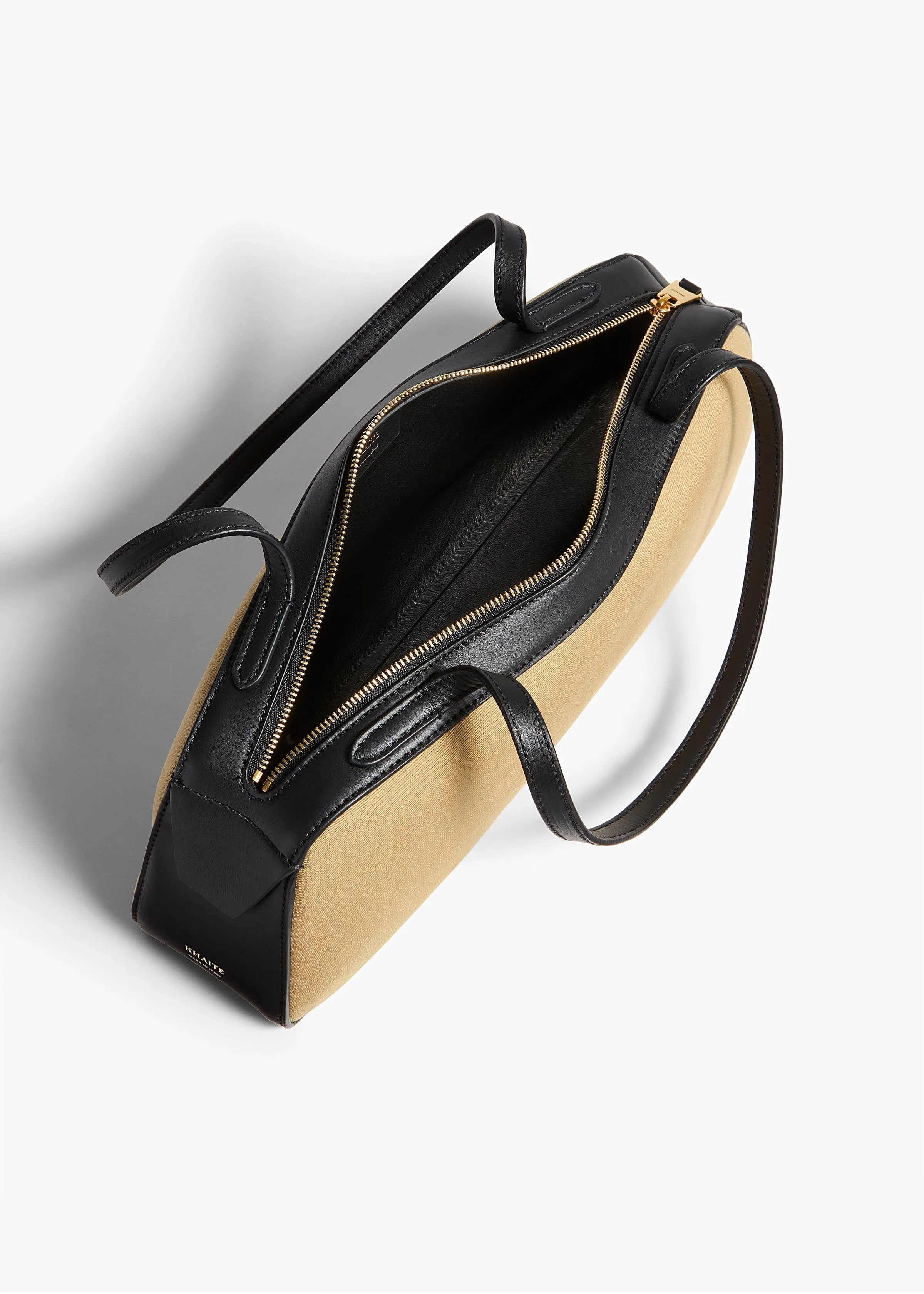 Simona Shoulder Bag in Natural Canvas with Black Leather sold by KHAITE product image thumbnail 4