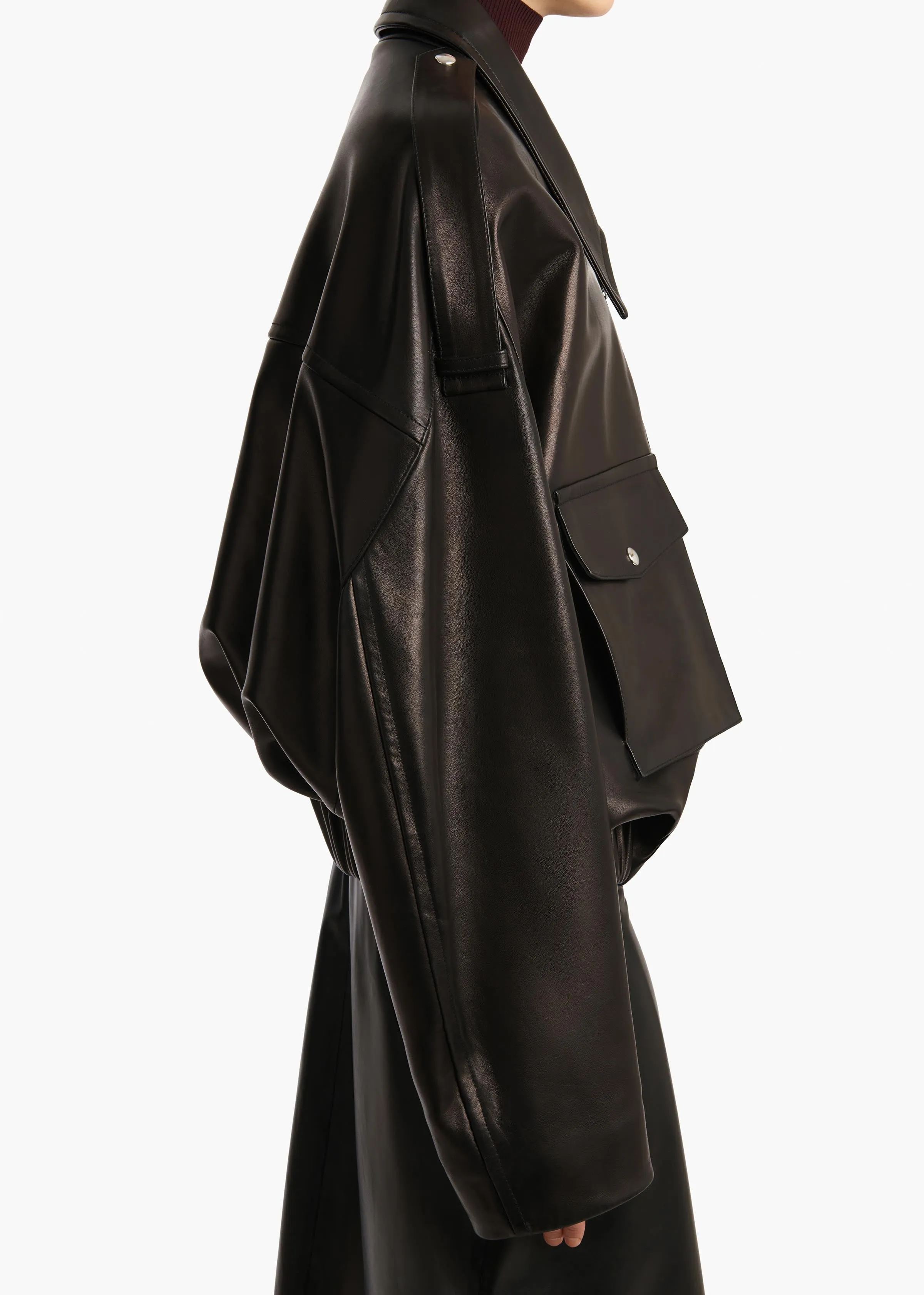 Owey Jacket in Black Leather sold by KHAITE product image thumbnail 5
