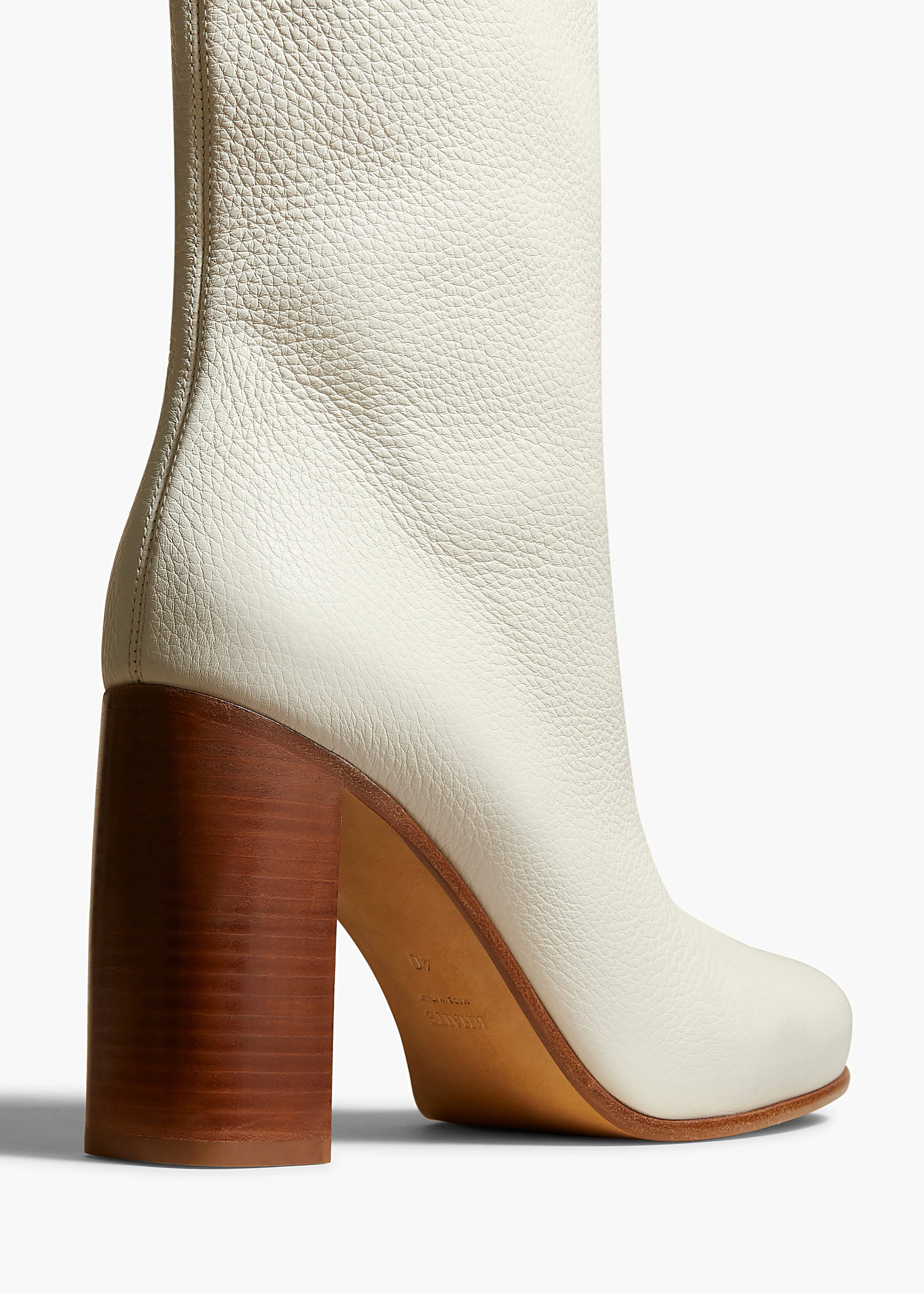 Willow Knee-High Boot in Cream Pebbled Leather sold by KHAITE product image thumbnail 4
