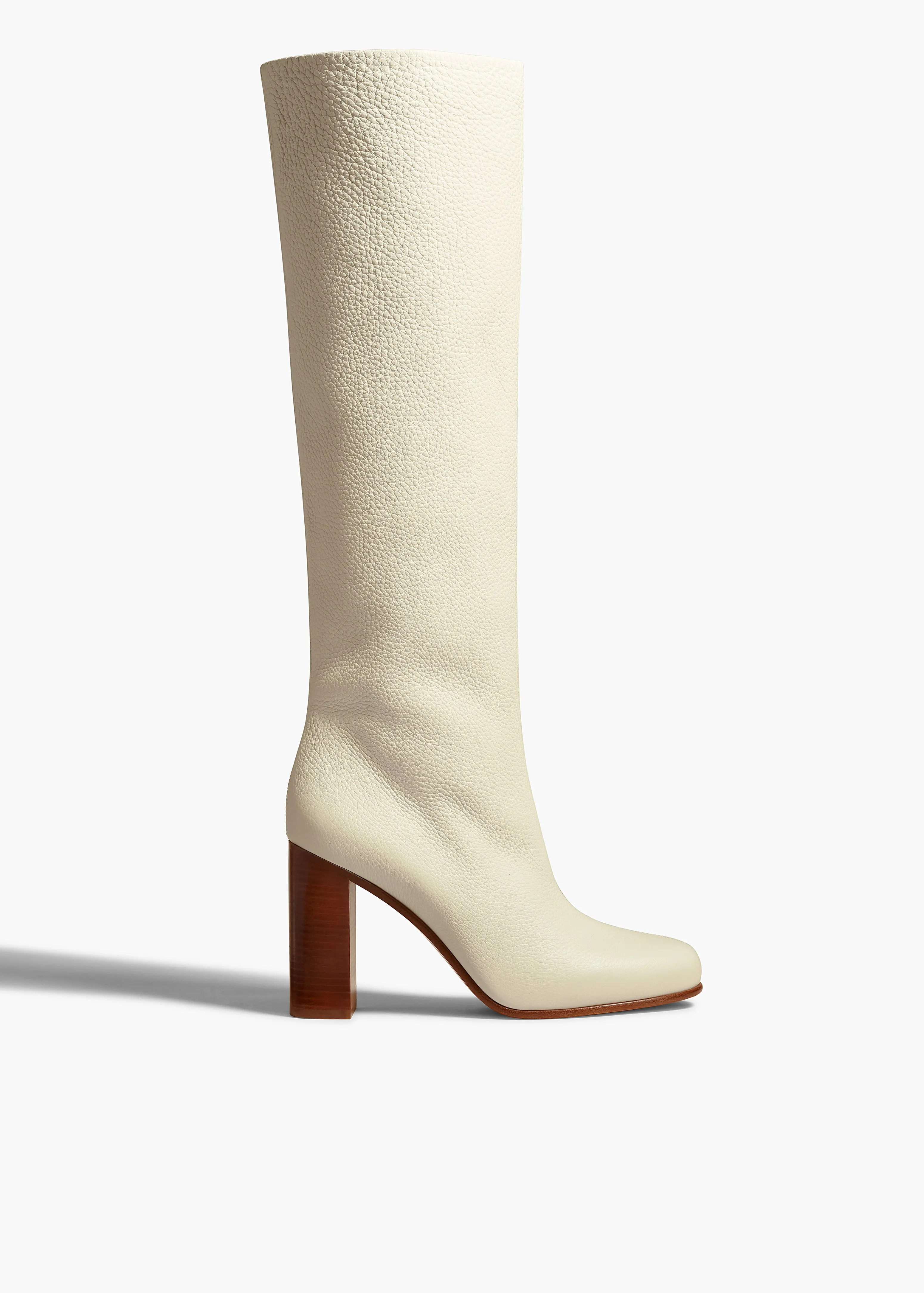 Willow Knee-High Boot in Cream Pebbled Leather sold by KHAITE