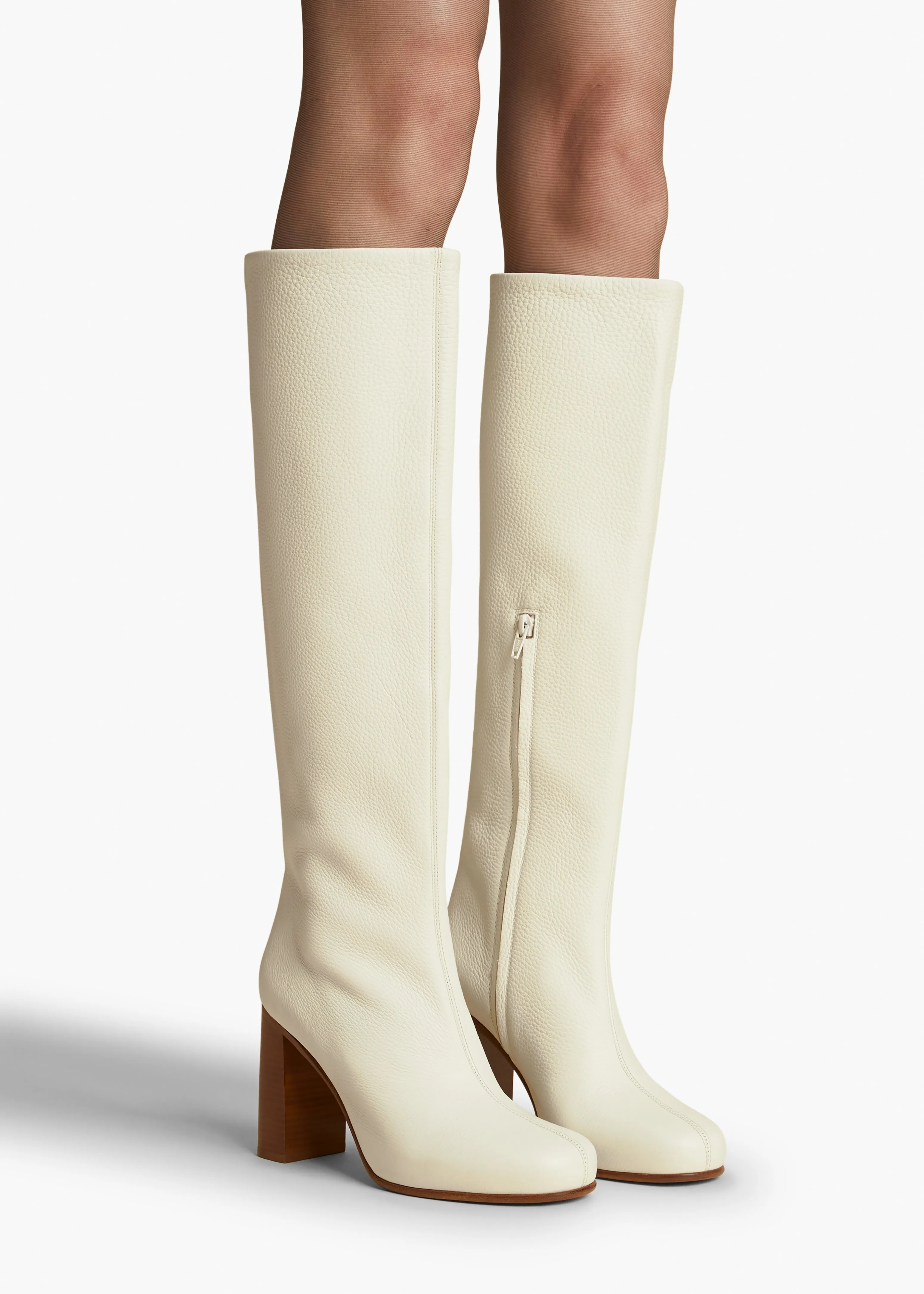 Willow Knee-High Boot in Cream Pebbled Leather sold by KHAITE product image thumbnail 5