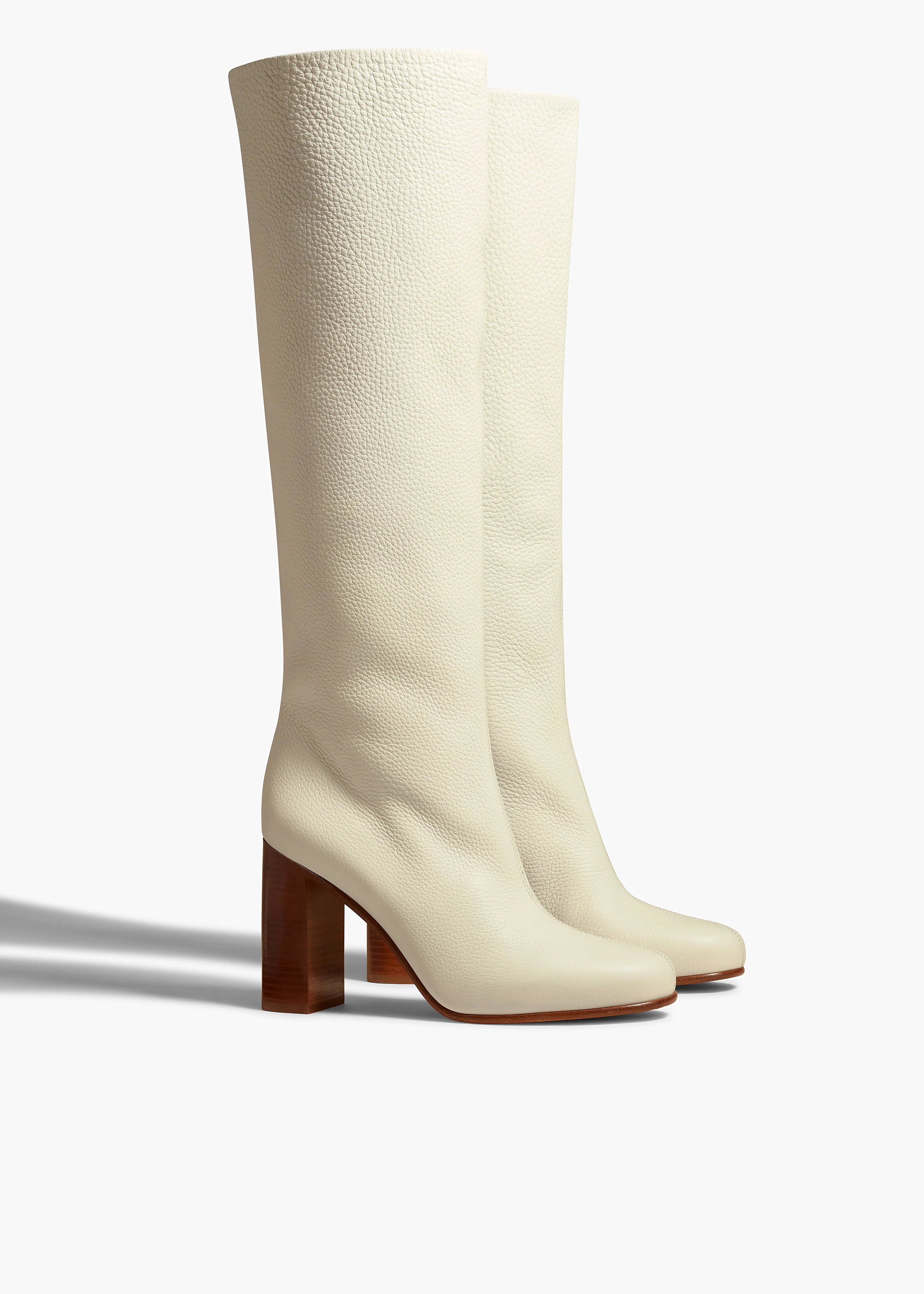 Willow Knee-High Boot in Cream Pebbled Leather sold by KHAITE product image thumbnail 2