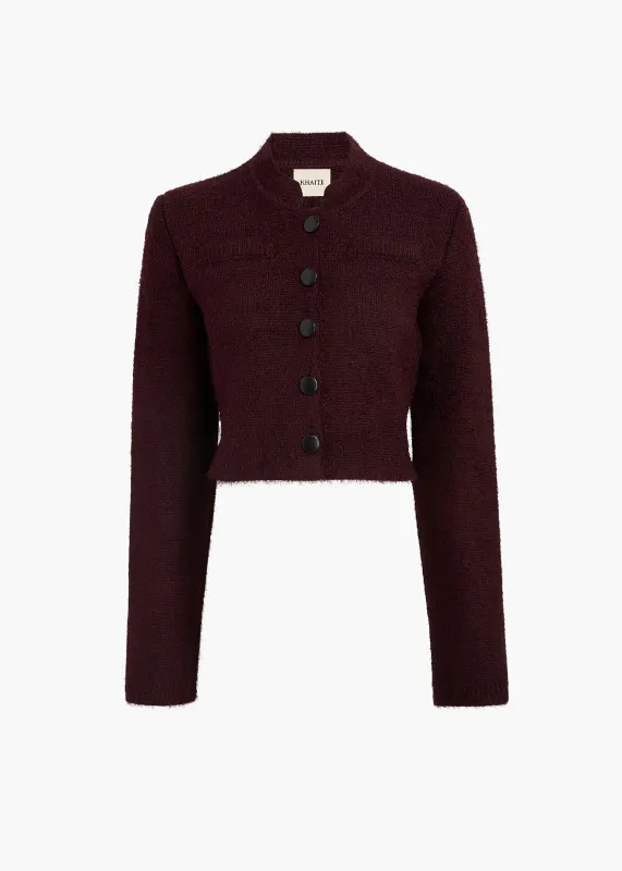 Ello Jacket in Dark Plum sold by KHAITE