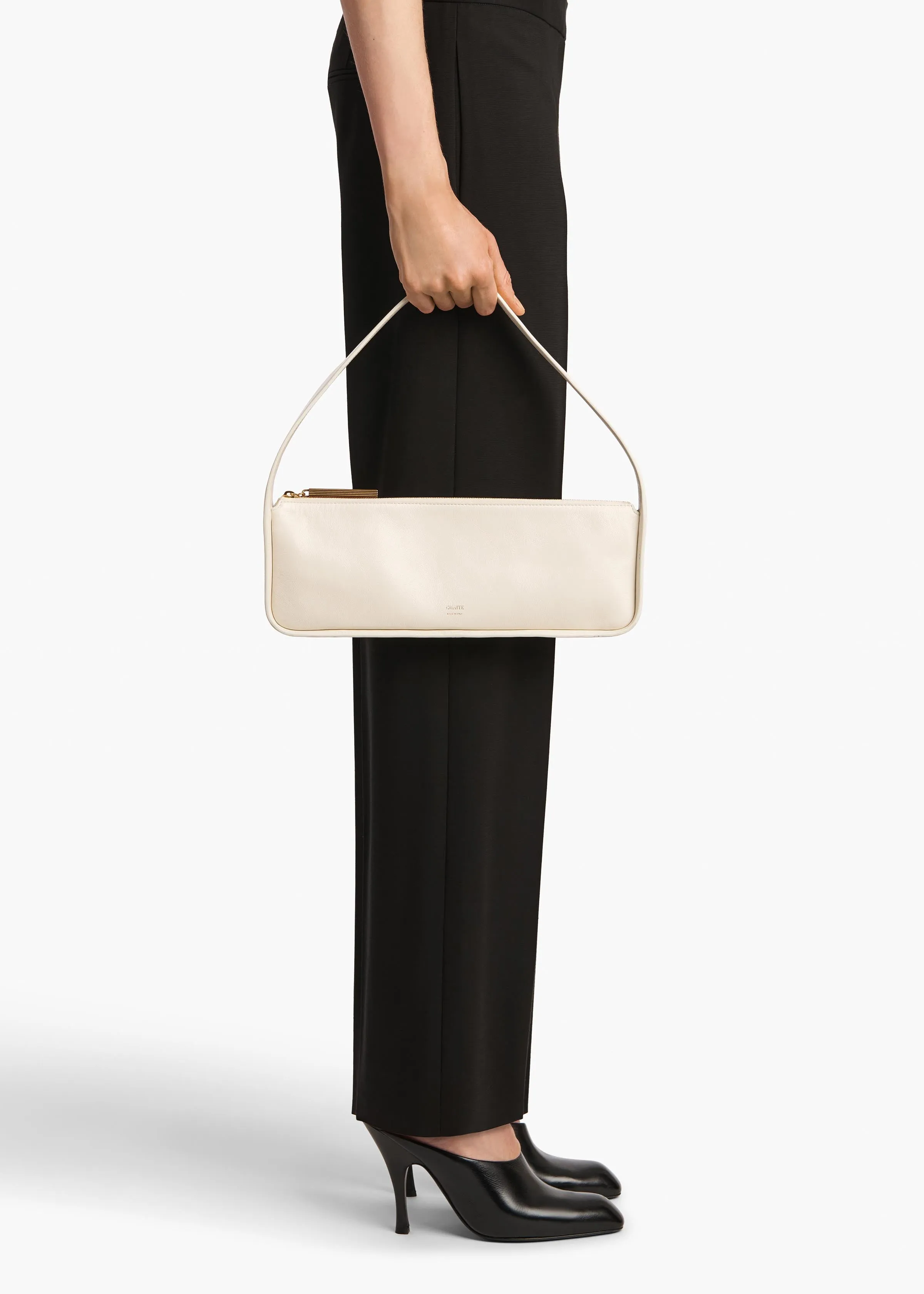 Lori Baguette Bag in Cream Crackle Patent Leather sold by KHAITE product image thumbnail 5