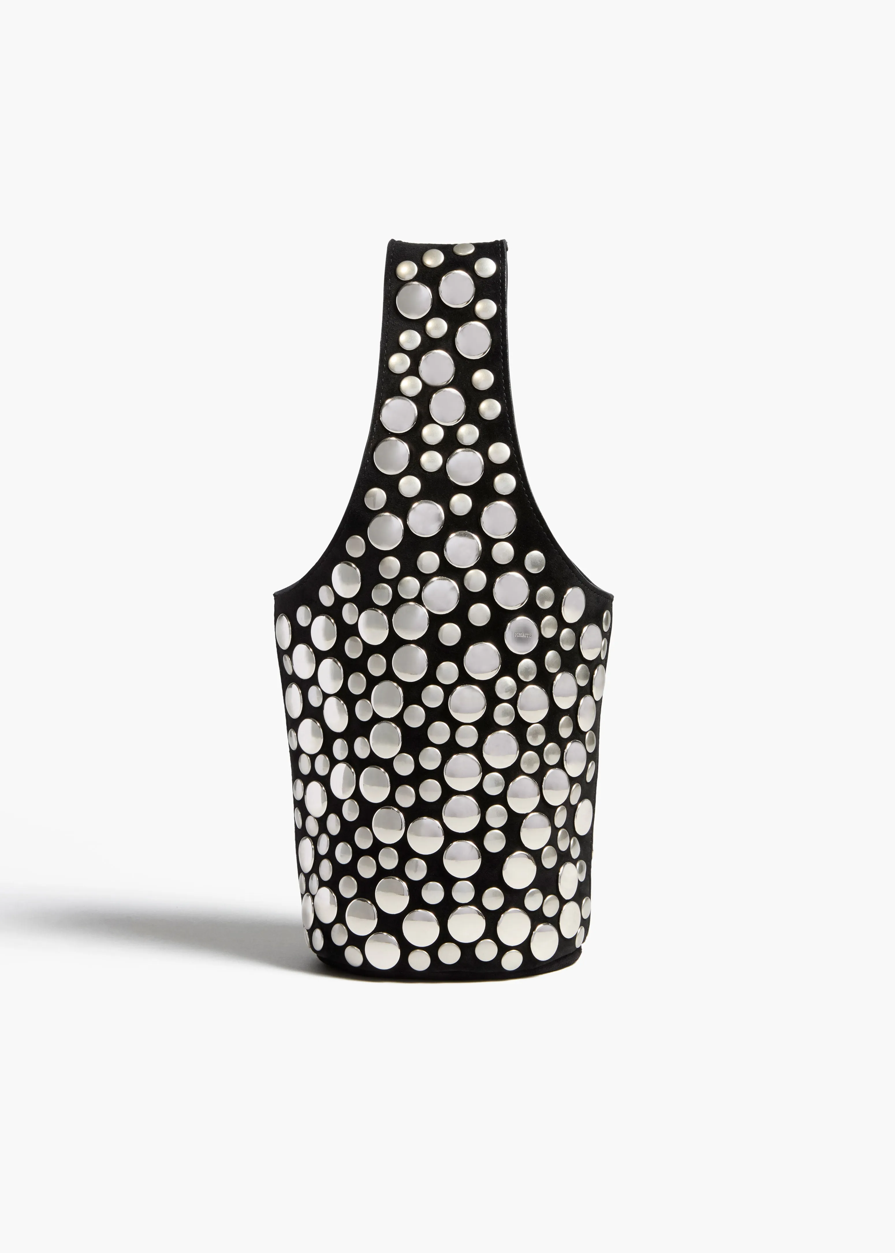 Livia Bag in Black Suede with Silver Studs sold by KHAITE