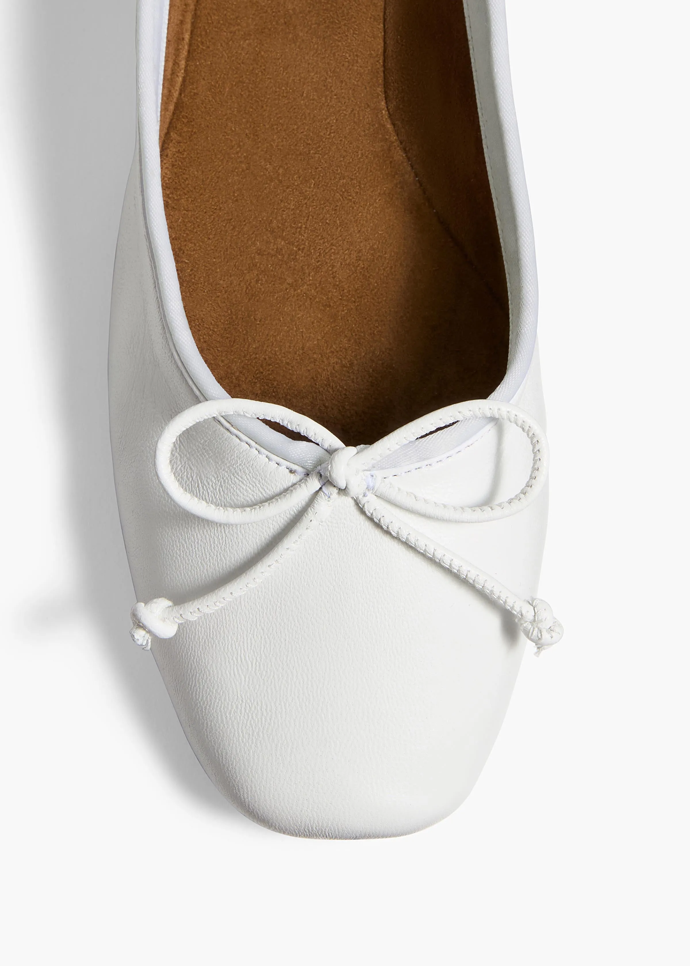 Charlotte Ballerina Flat in Optic White Leather sold by KHAITE product image thumbnail 4