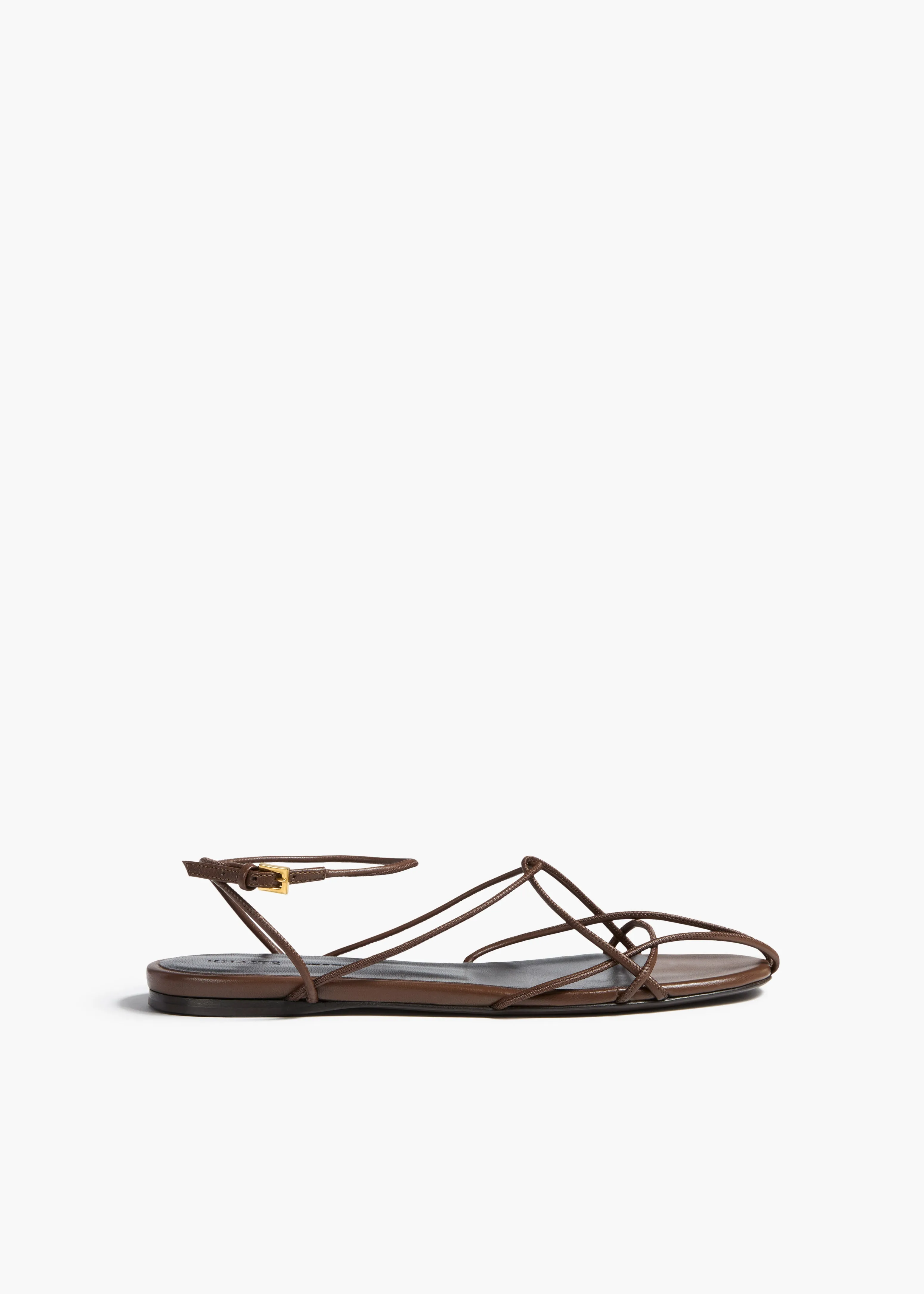 Loulou Flat Sandal in Cigar Leather sold by KHAITE