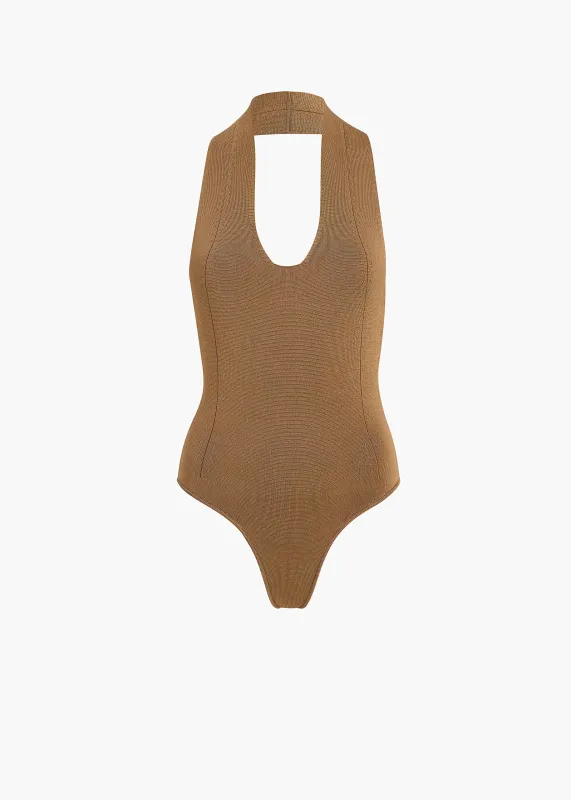 Toto Bodysuit in Carob sold by KHAITE
