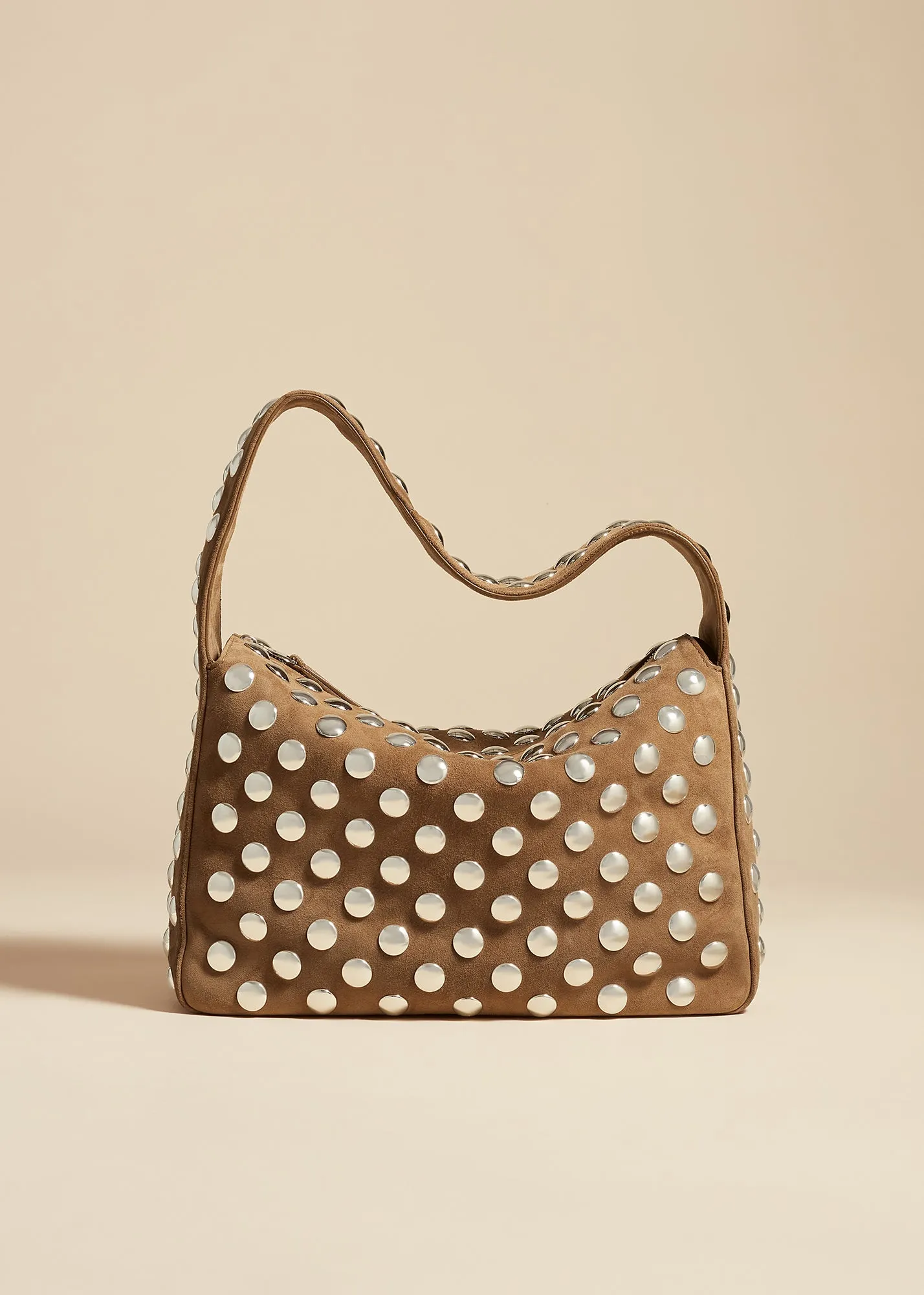 Elena Bag in Mud Suede with Studs sold by KHAITE