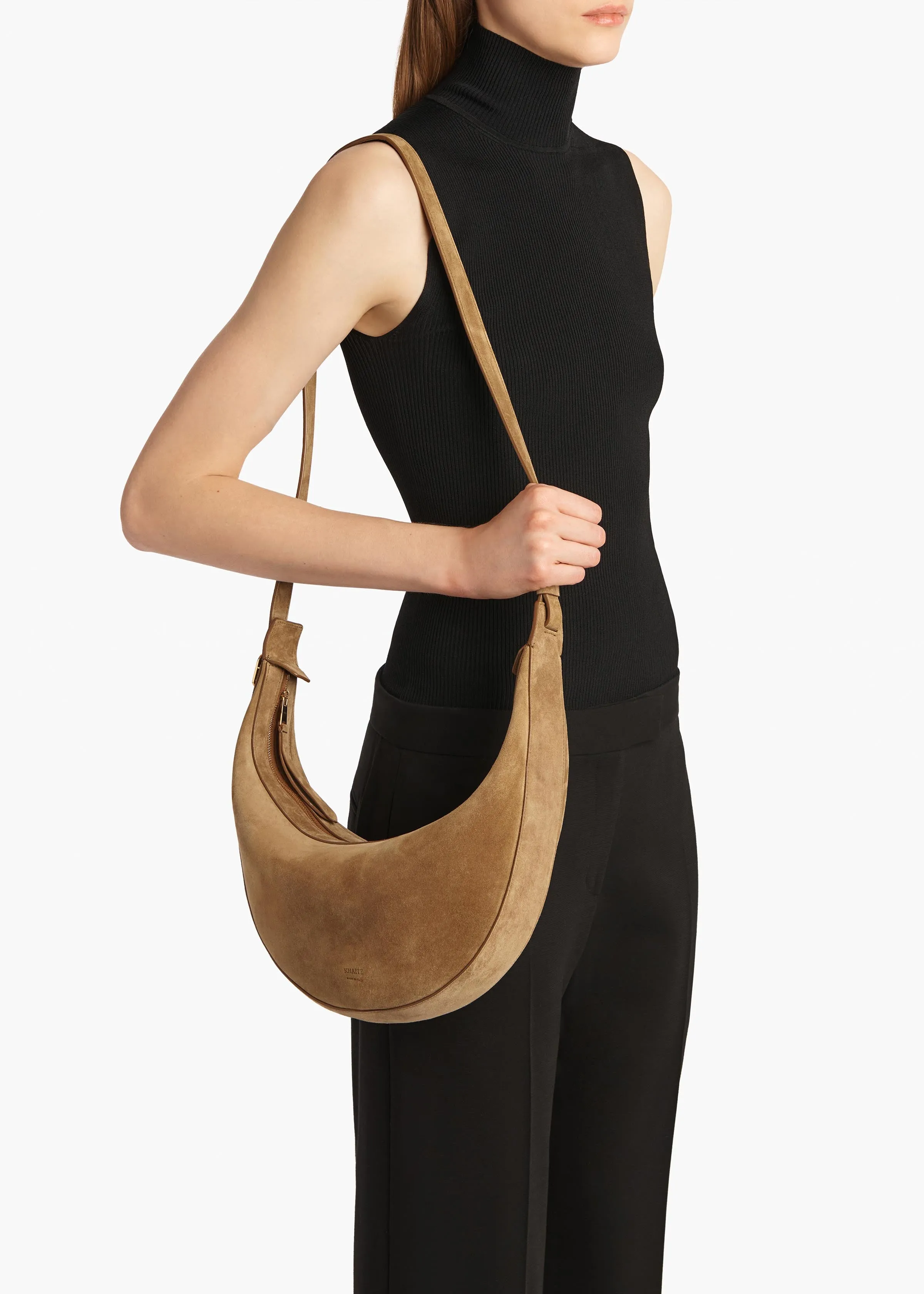 Small Augustina Crossbody Bag in Mud Suede sold by KHAITE product image thumbnail 5
