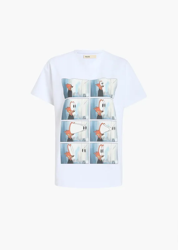 Maeve T-Shirt in White with Fox Print sold by KHAITE