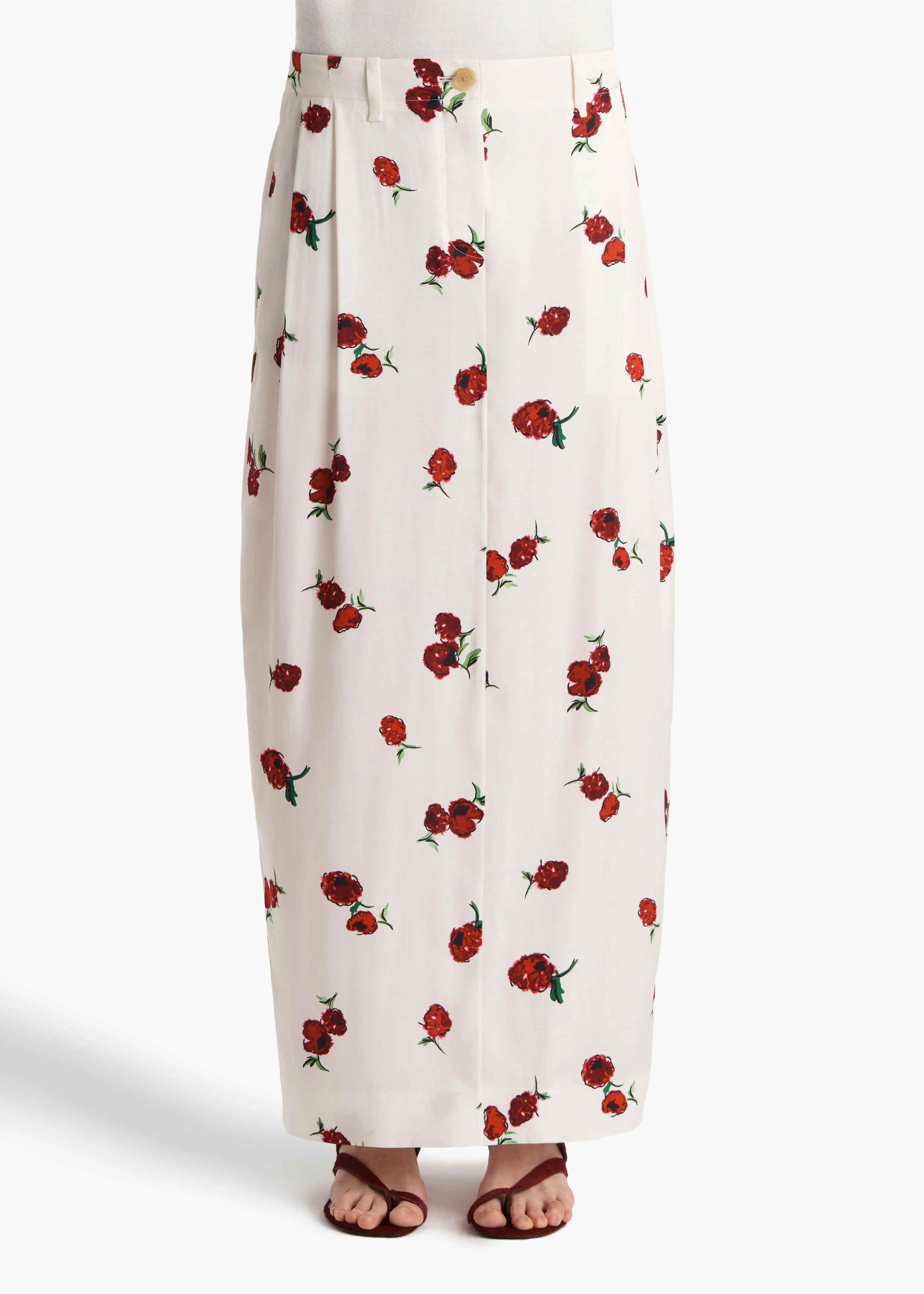 Lucian Skirt in Cream with Raspberry Print sold by KHAITE product image thumbnail 3