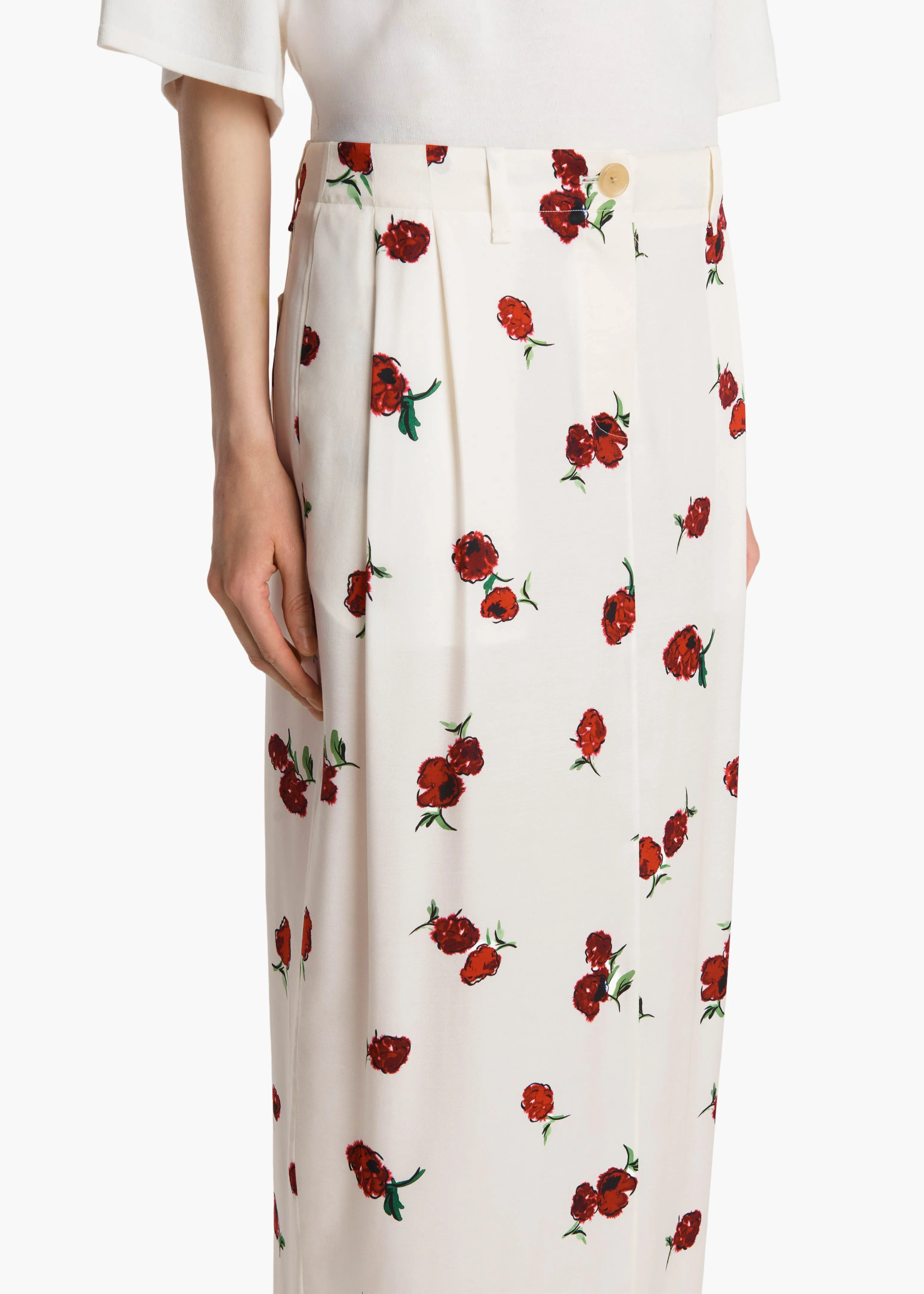 Lucian Skirt in Cream with Raspberry Print sold by KHAITE product image thumbnail 5