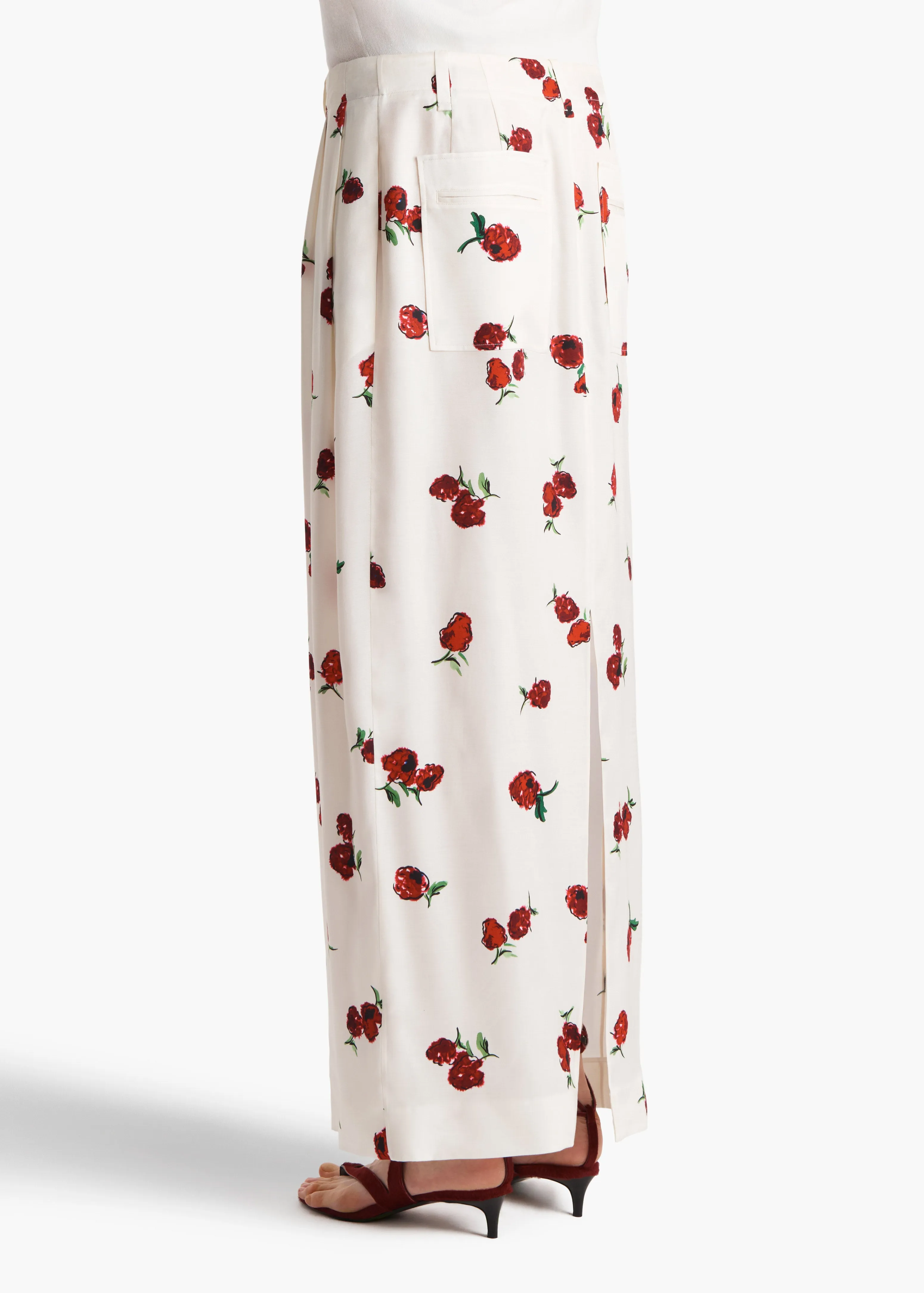 Lucian Skirt in Cream with Raspberry Print sold by KHAITE product image thumbnail 4
