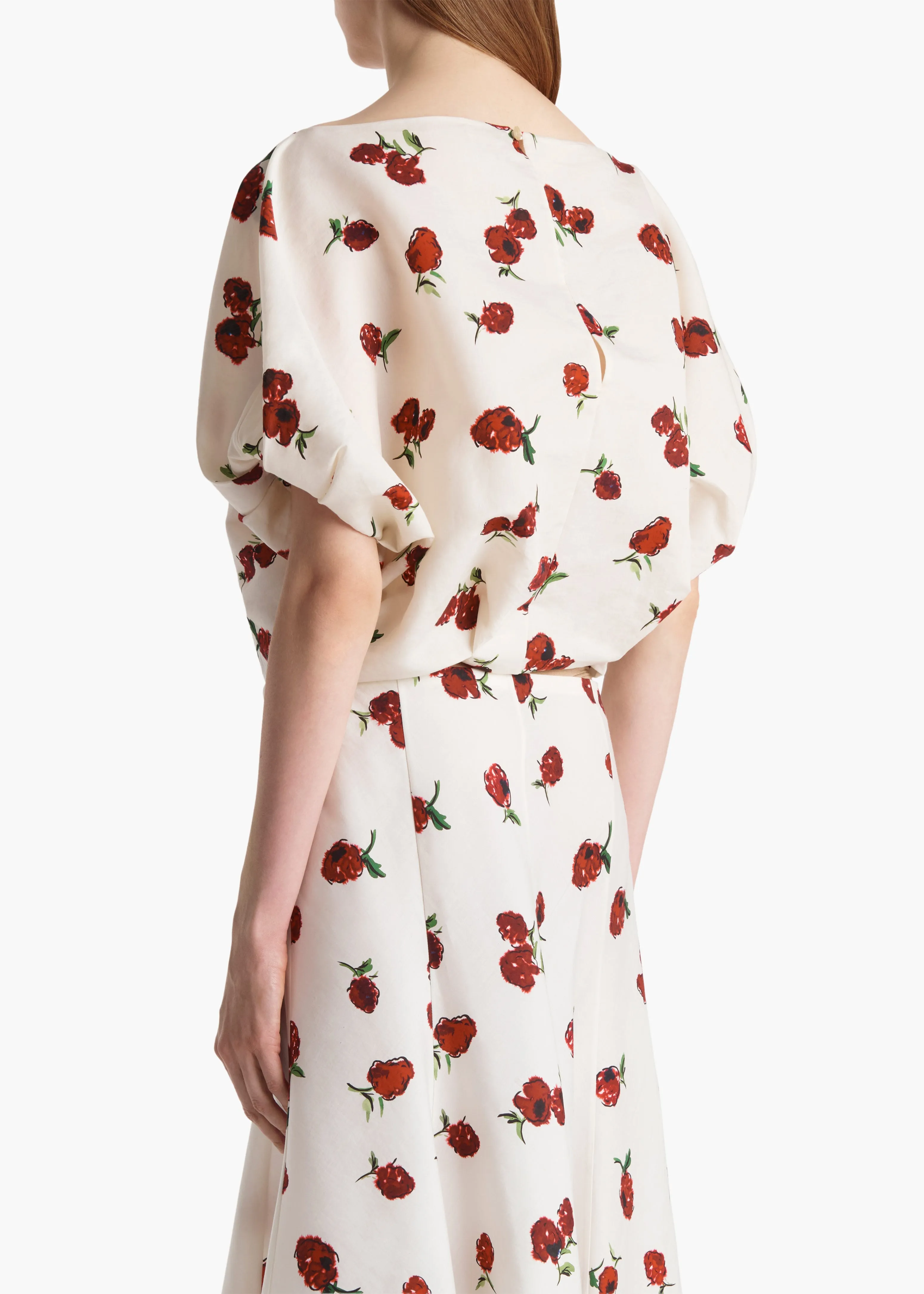 Niles Top in Cream with Raspberry Print sold by KHAITE product image thumbnail 4
