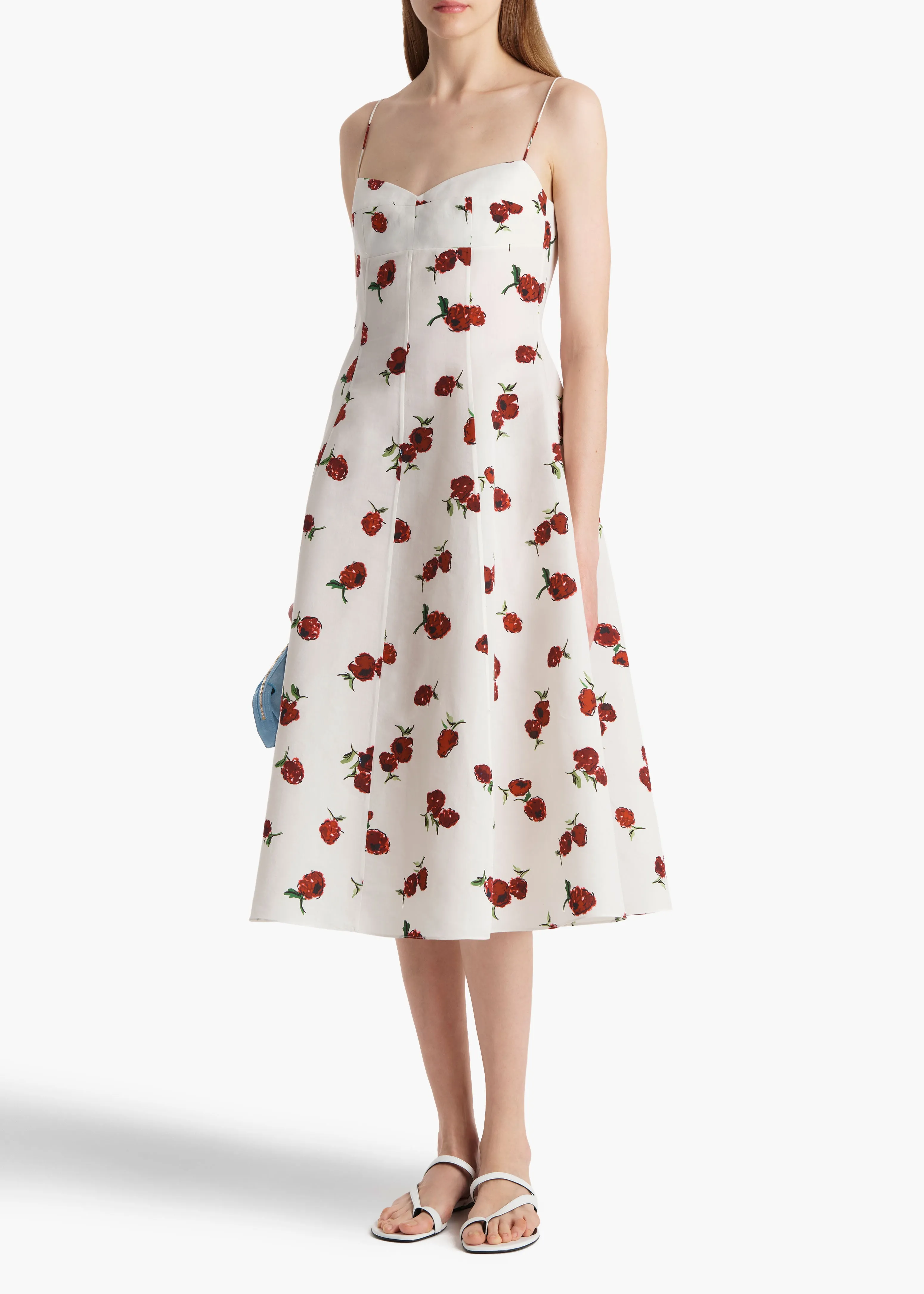 Isabella Dress in Cream with Raspberry Print sold by KHAITE product image thumbnail 2