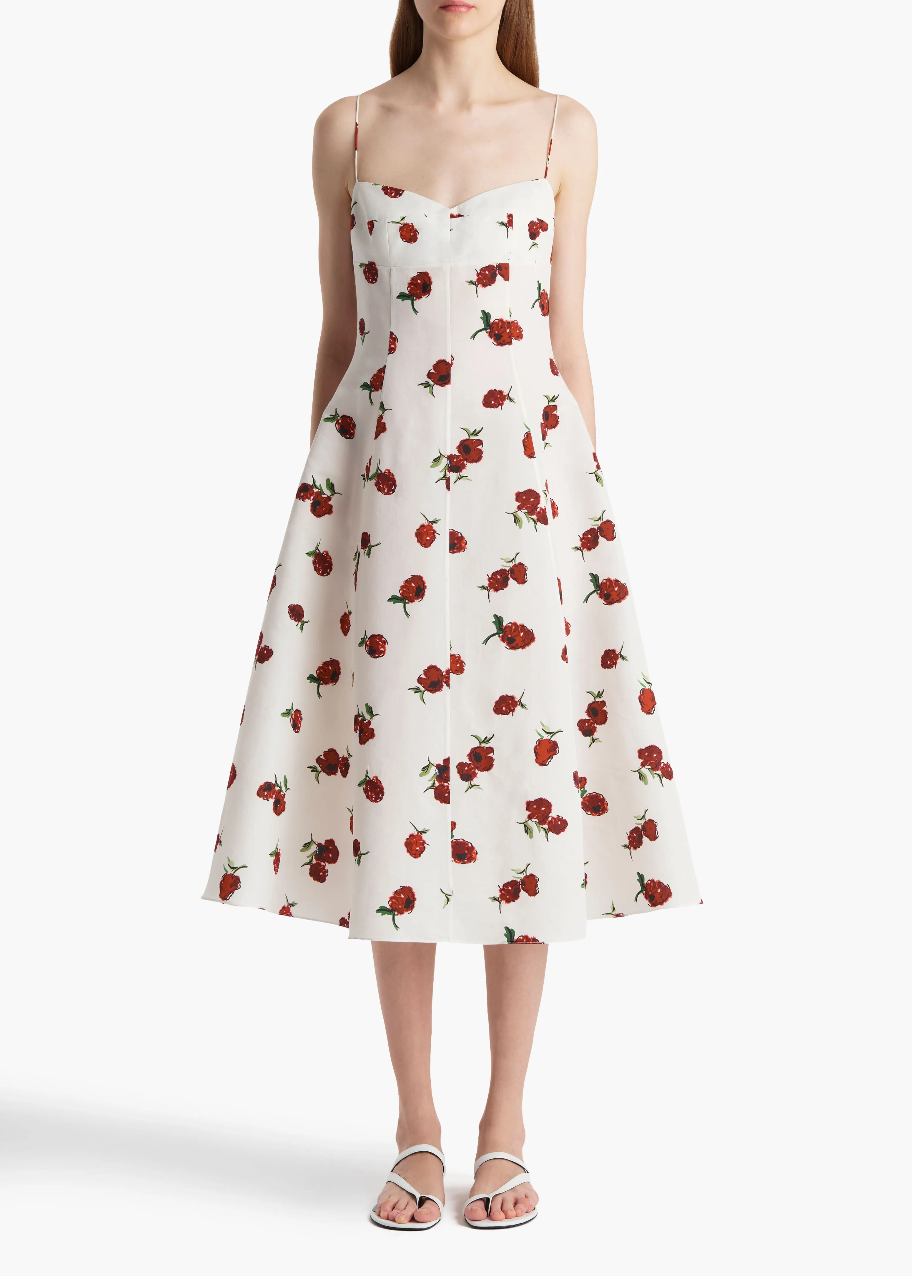 Isabella Dress in Cream with Raspberry Print sold by KHAITE product image thumbnail 3