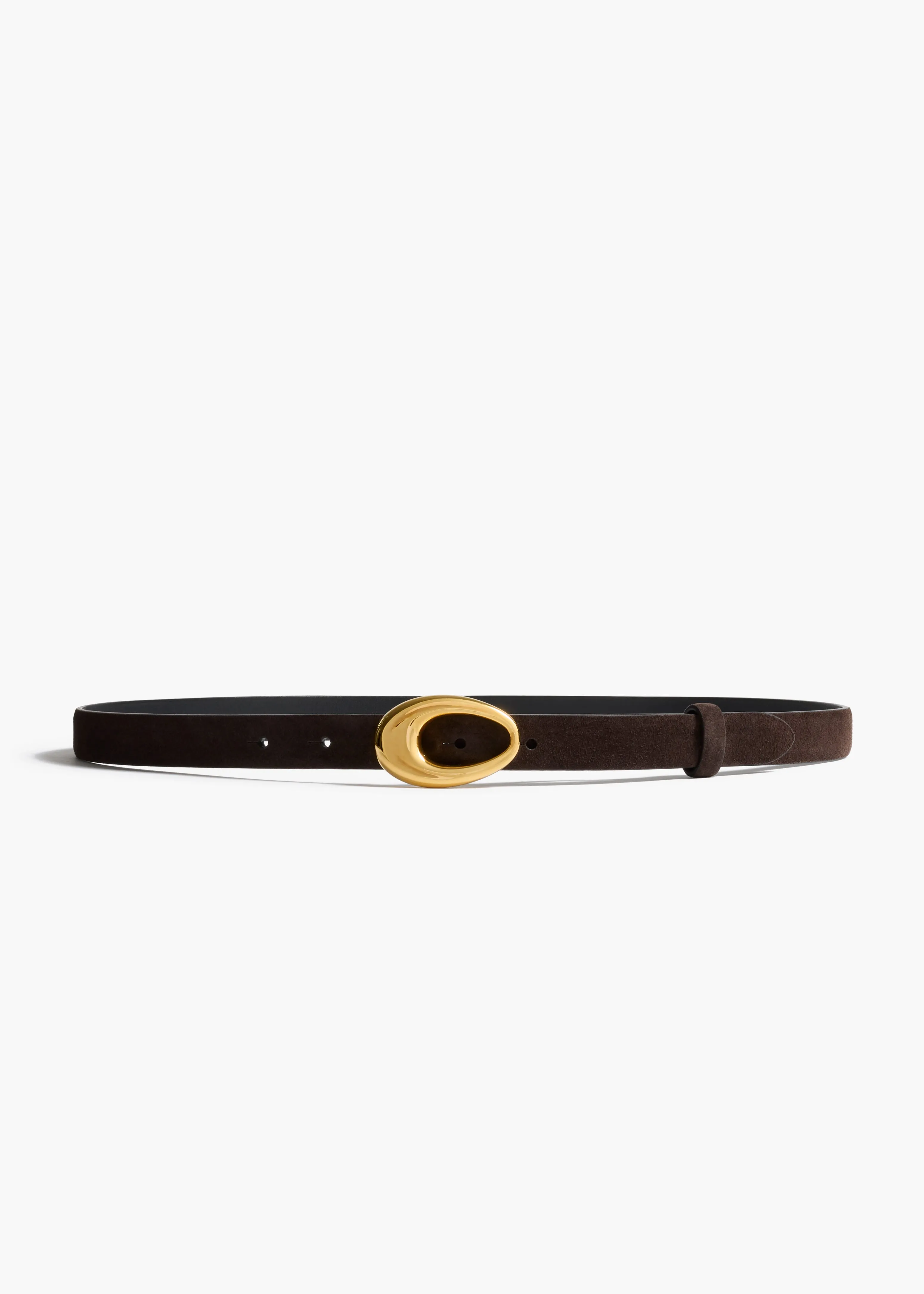Olivia Belt in Umber Suede with Gold sold by KHAITE