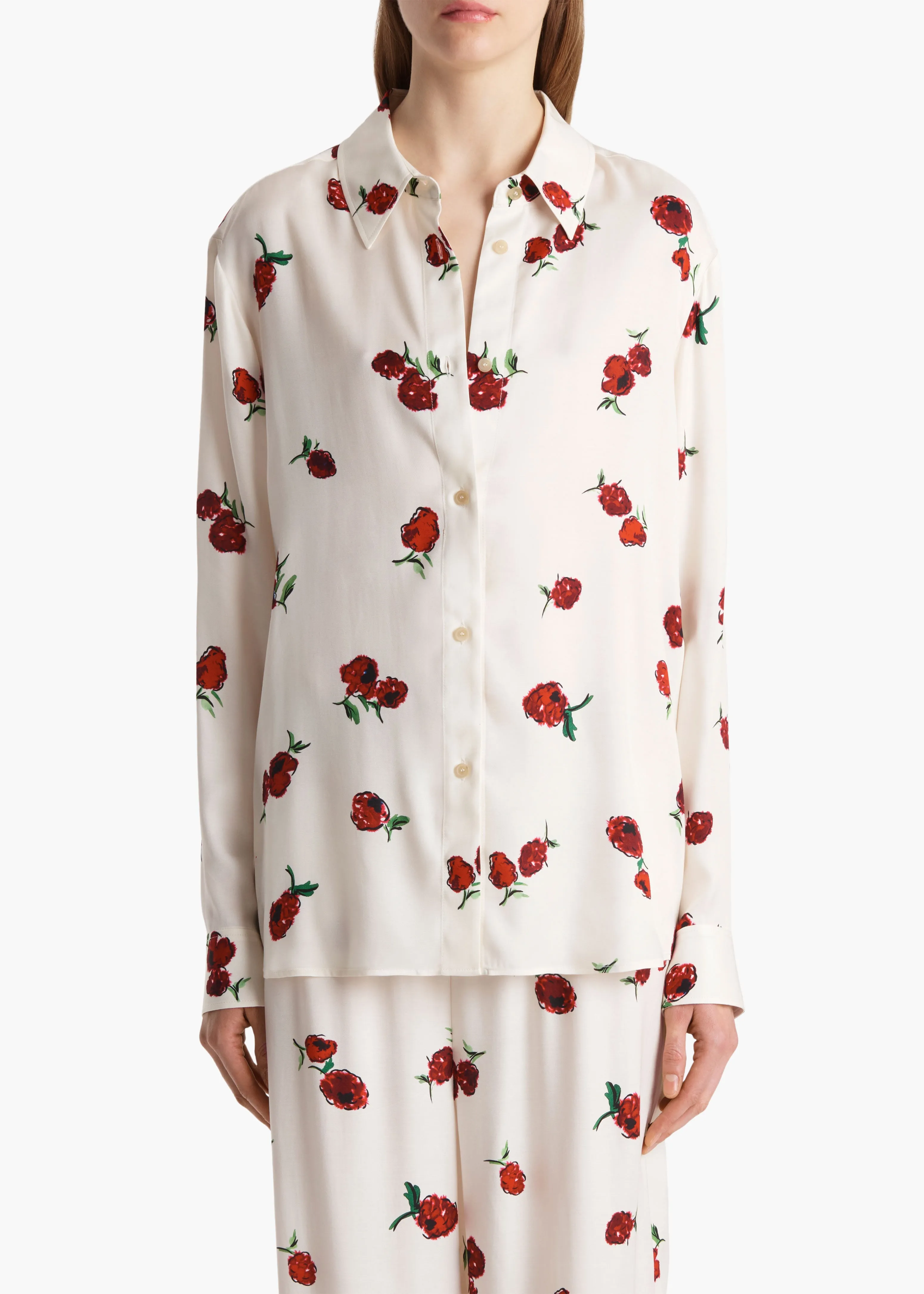 Argo Top in Cream with Raspberry Print sold by KHAITE product image thumbnail 3