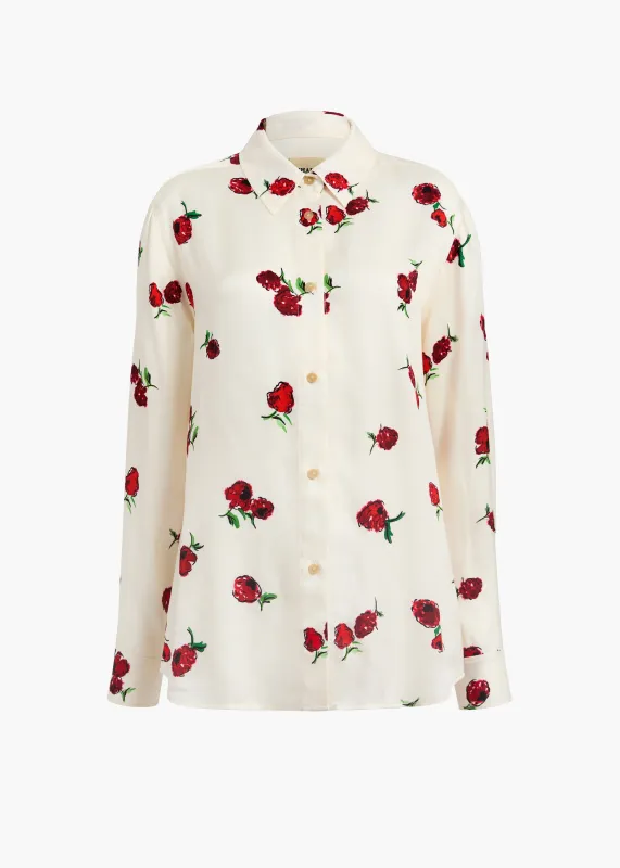 Argo Top in Cream with Raspberry Print made by KHAITE