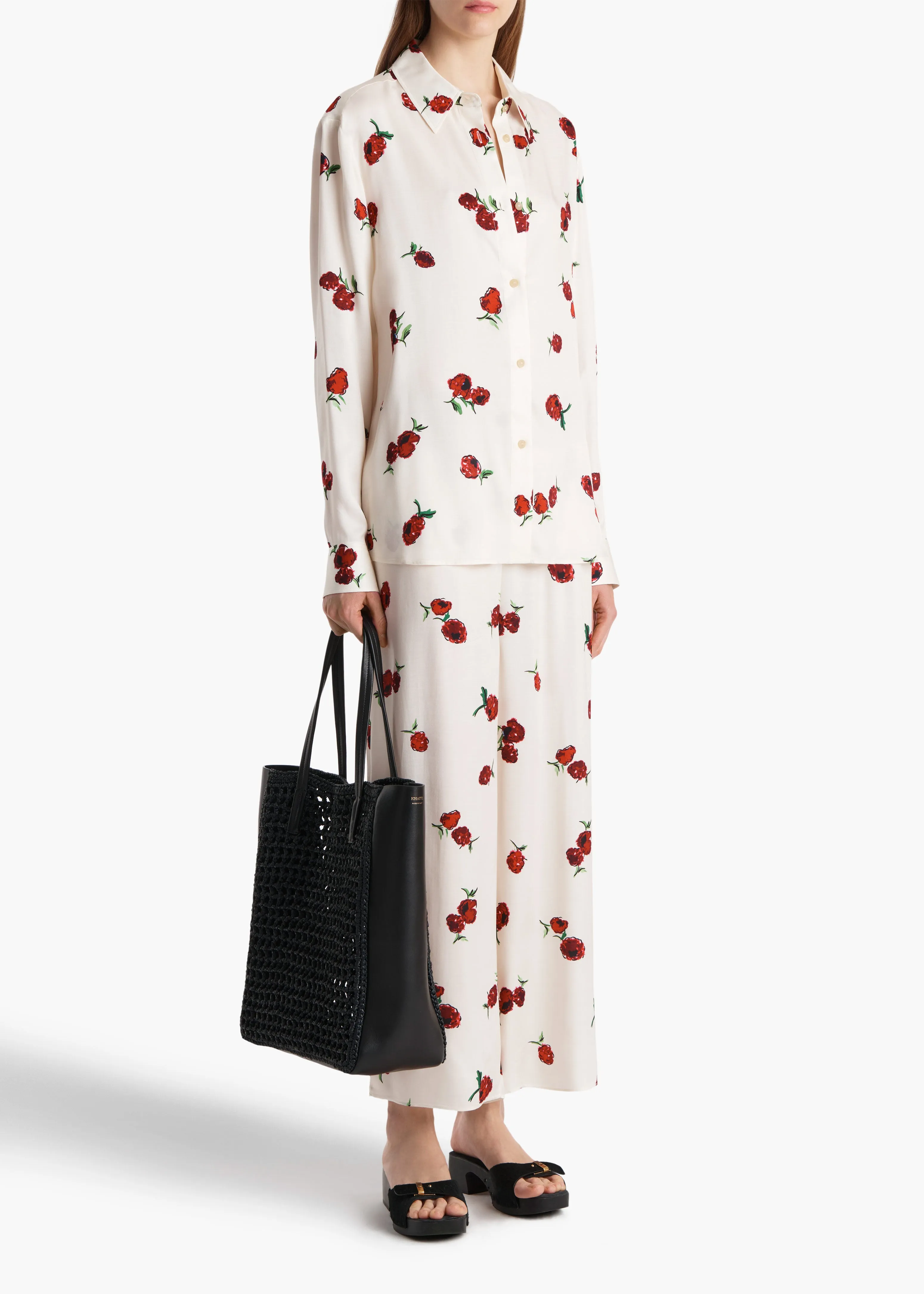 Argo Top in Cream with Raspberry Print sold by KHAITE product image thumbnail 2